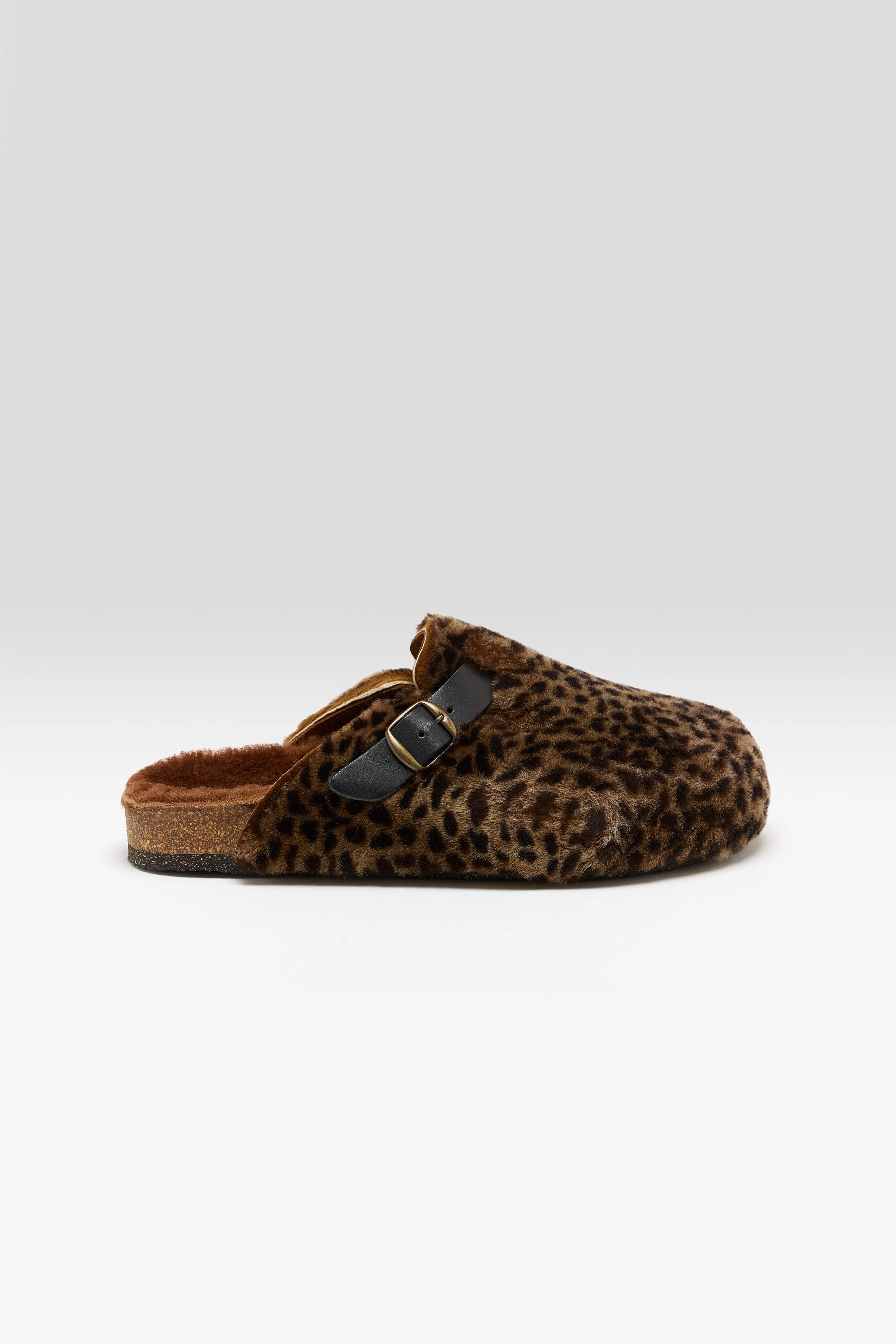 Leopard Sheepskin Clogs  (252 / W / BROWN)