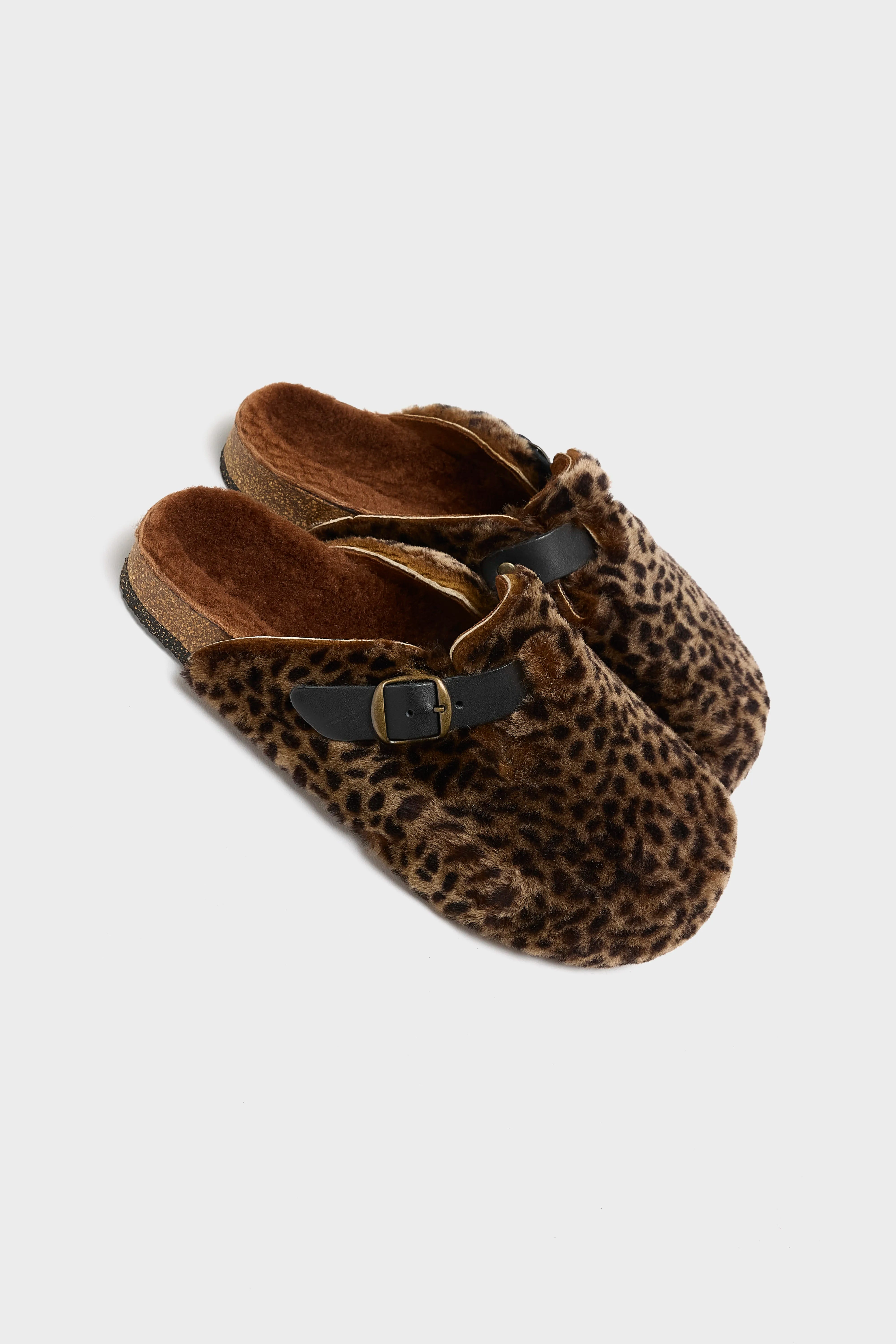Leopard Sheepskin Clogs  (252 / W / BROWN)