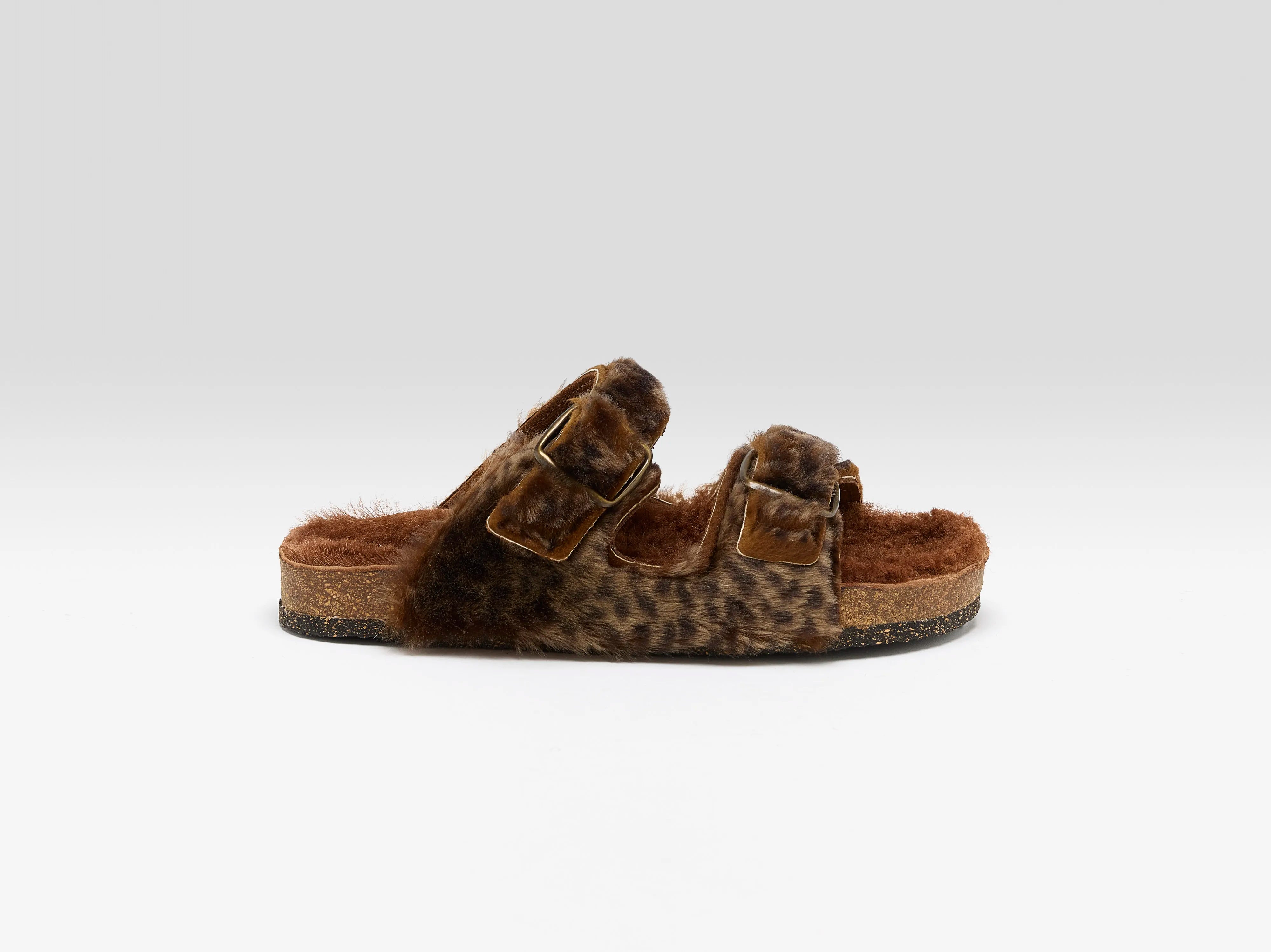 Leopard Sheepskin Sandals  (252 / W / BROWN)