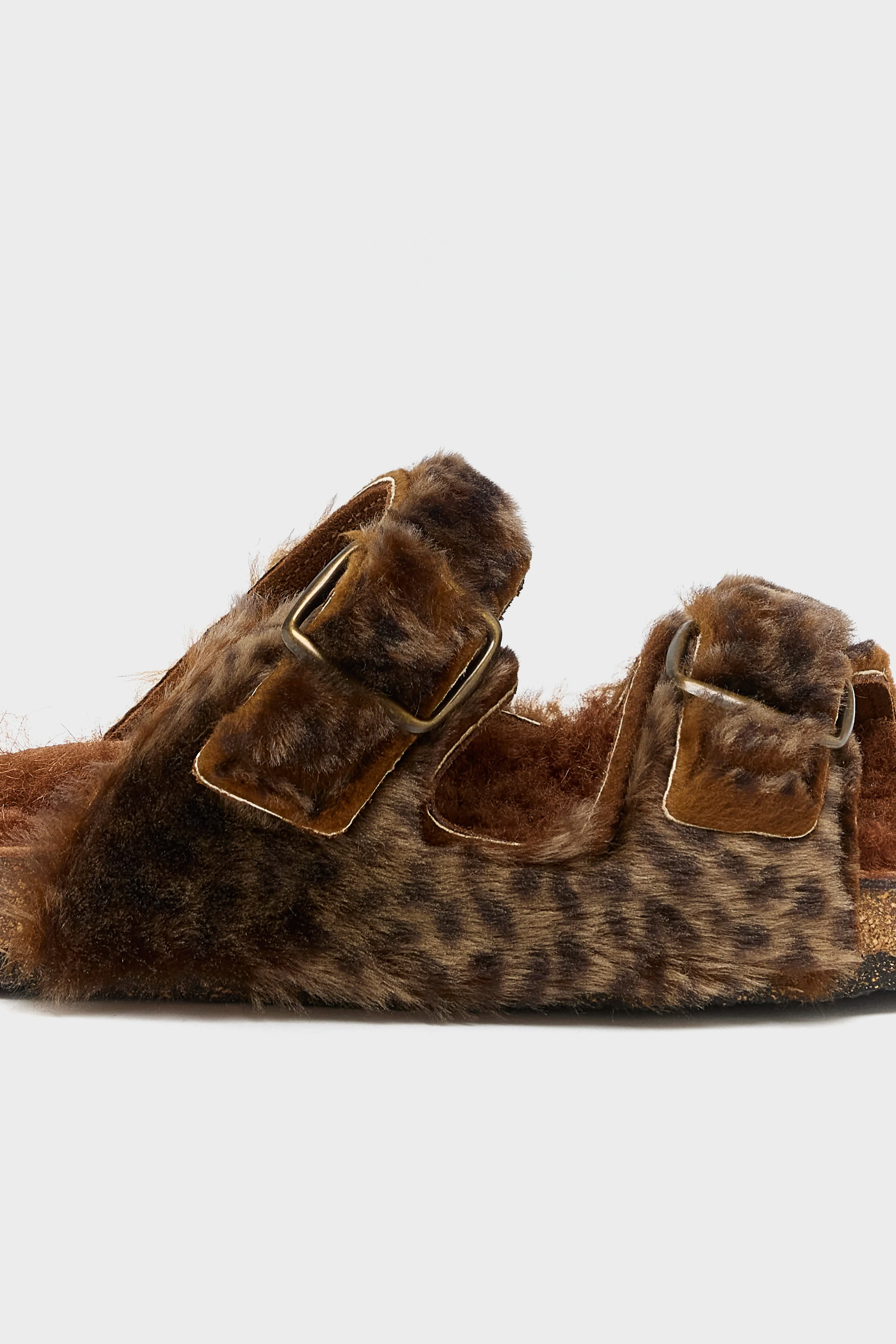 Leopard Sheepskin Sandals  (252 / W / BROWN)