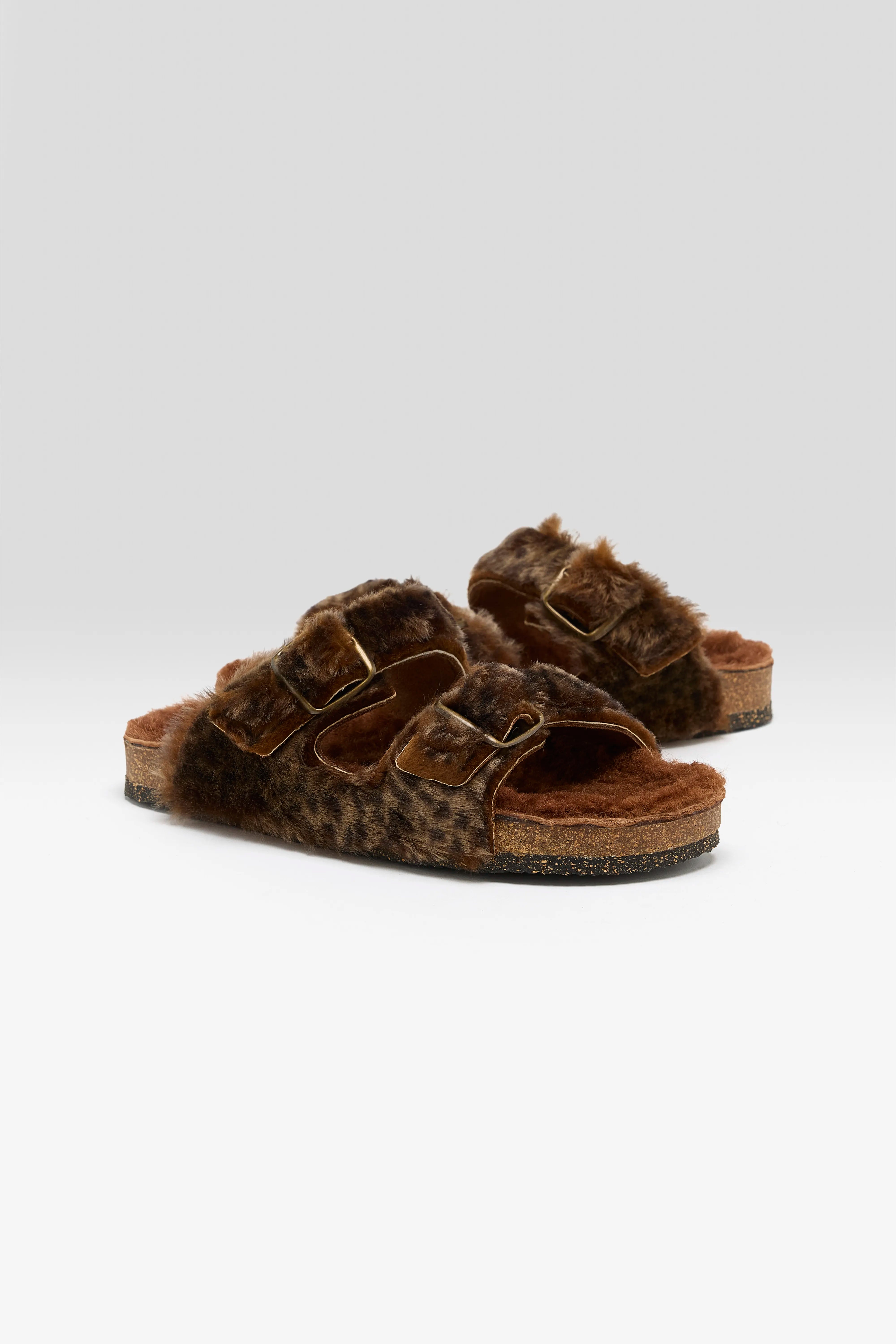 Leopard Sheepskin Sandals  (252 / W / BROWN)