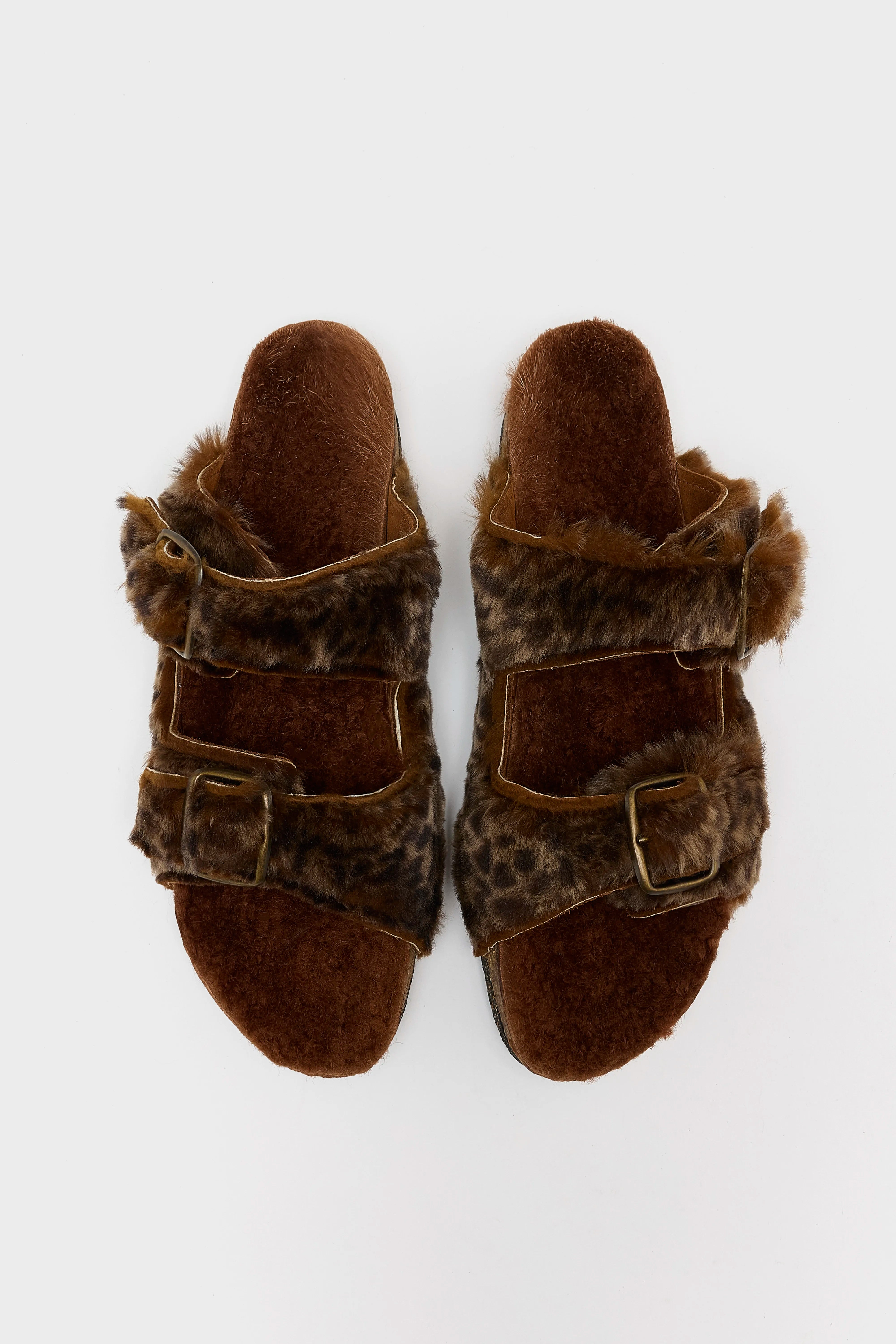 Leopard Sheepskin Sandals  (252 / W / BROWN)