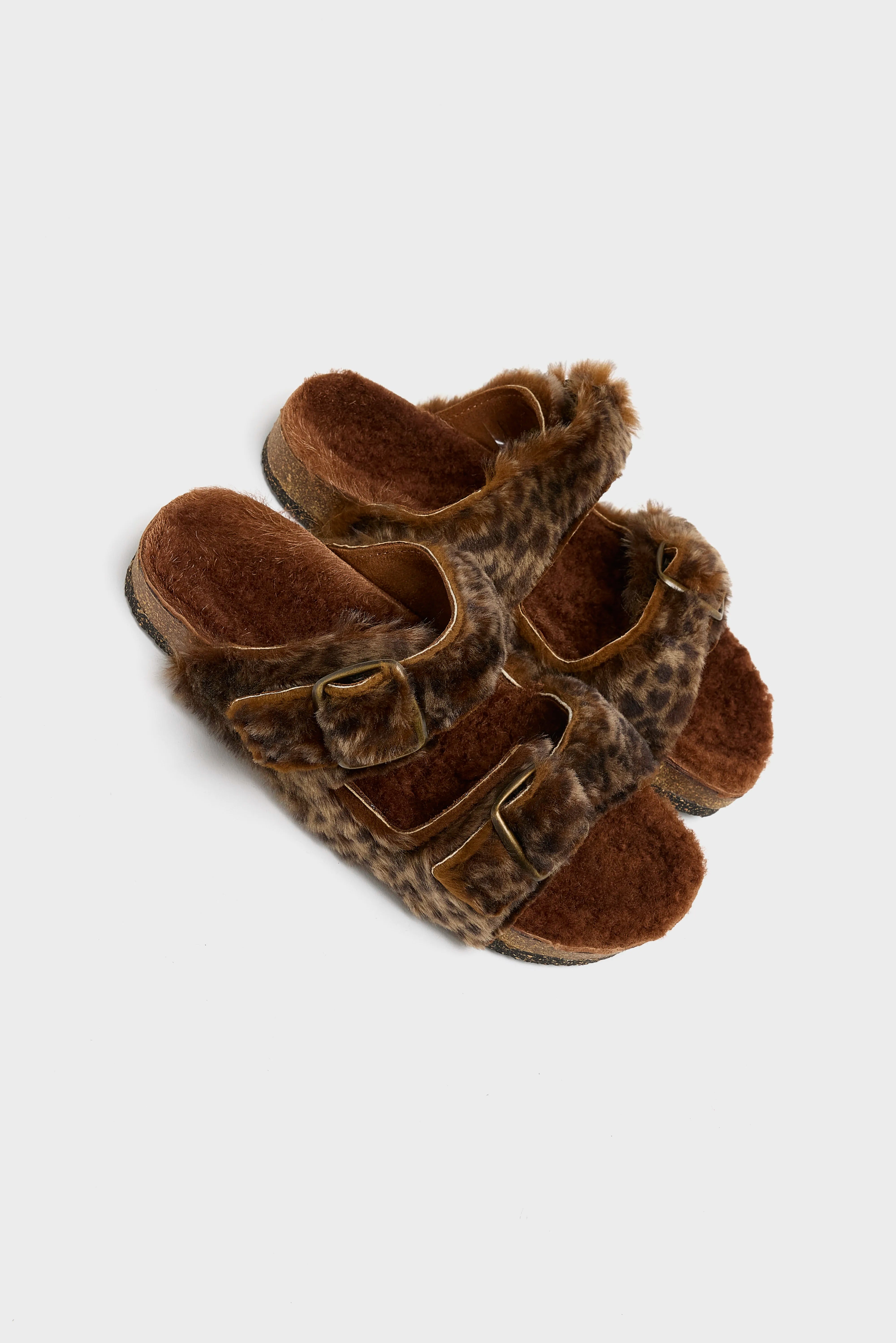 Leopard Sheepskin Sandals  (252 / W / BROWN)