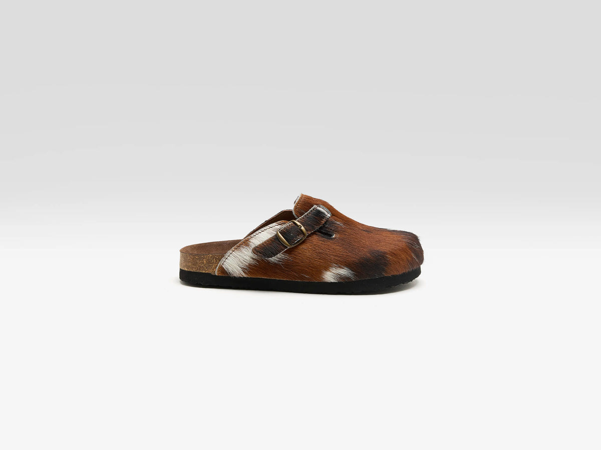 Cowprint Ponyhair Clogs (262 / W / OFF WHITE)