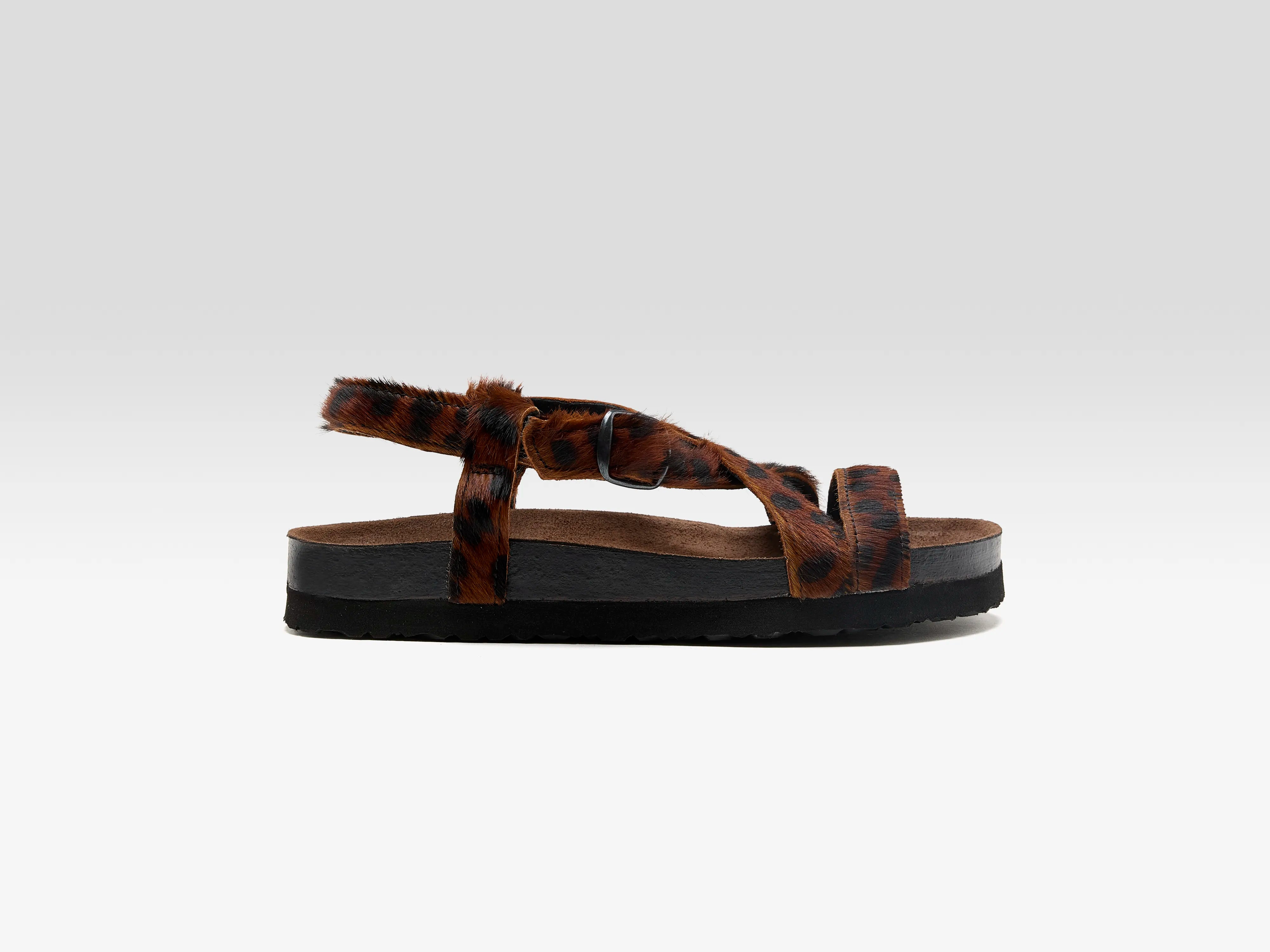 Sandales à Brides Croisées en Ponyhair Guépard (261 / W / BROWN)