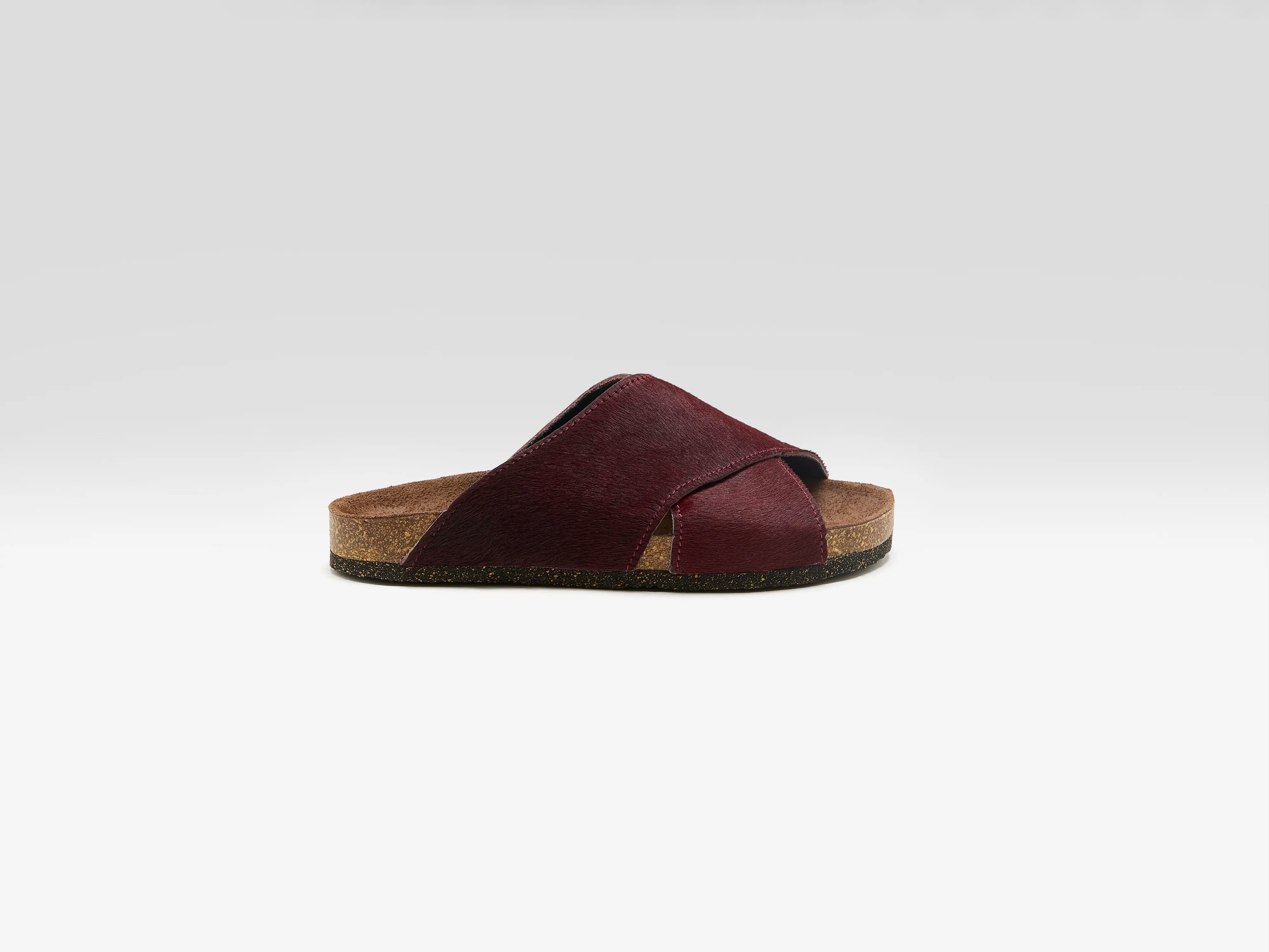 Bordeaux Ponyhair Cross Sandals (261 / W / BORDEAUX)