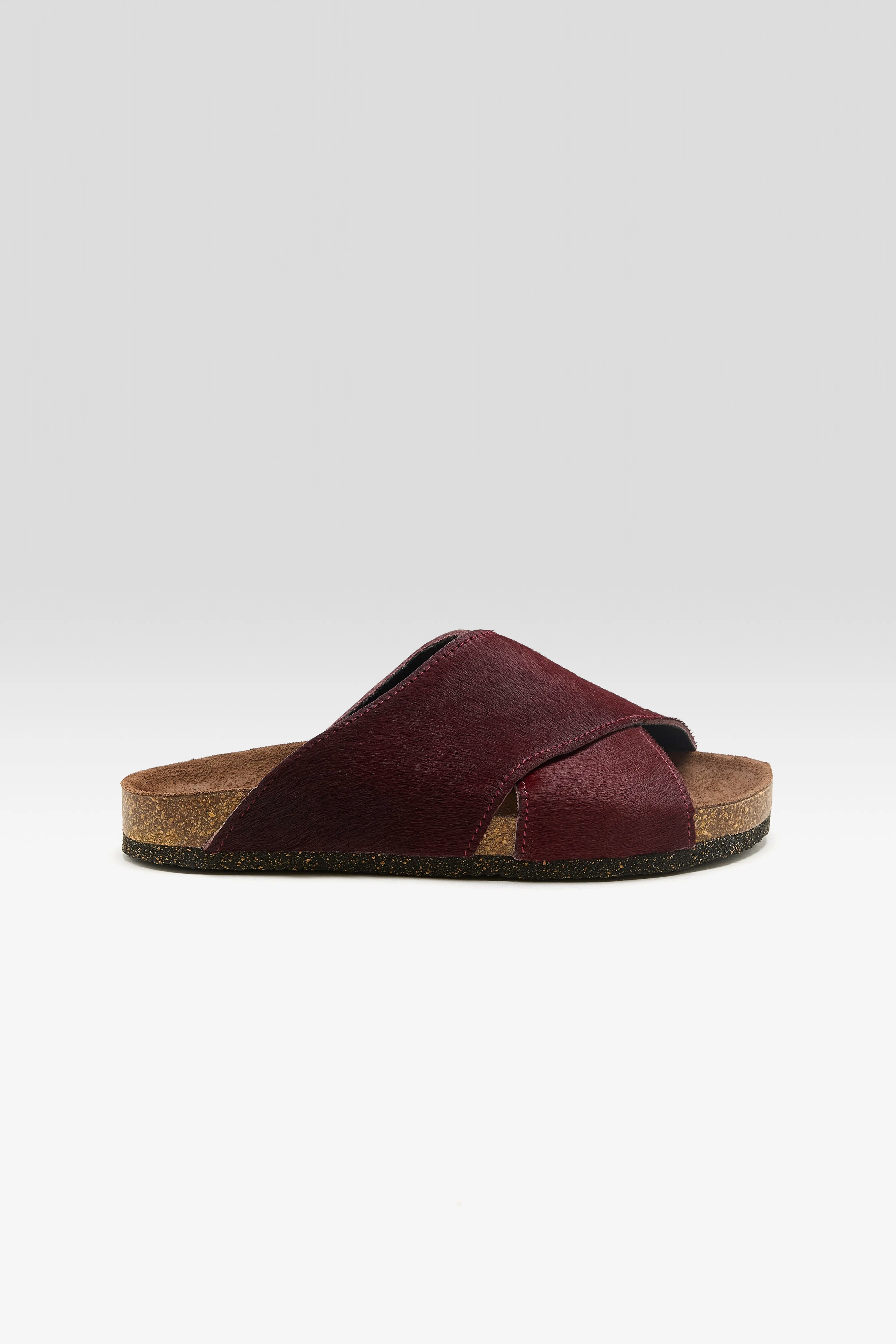 Sandales Croisées en Ponyhair Bordeaux (261 / W / BORDEAUX)
