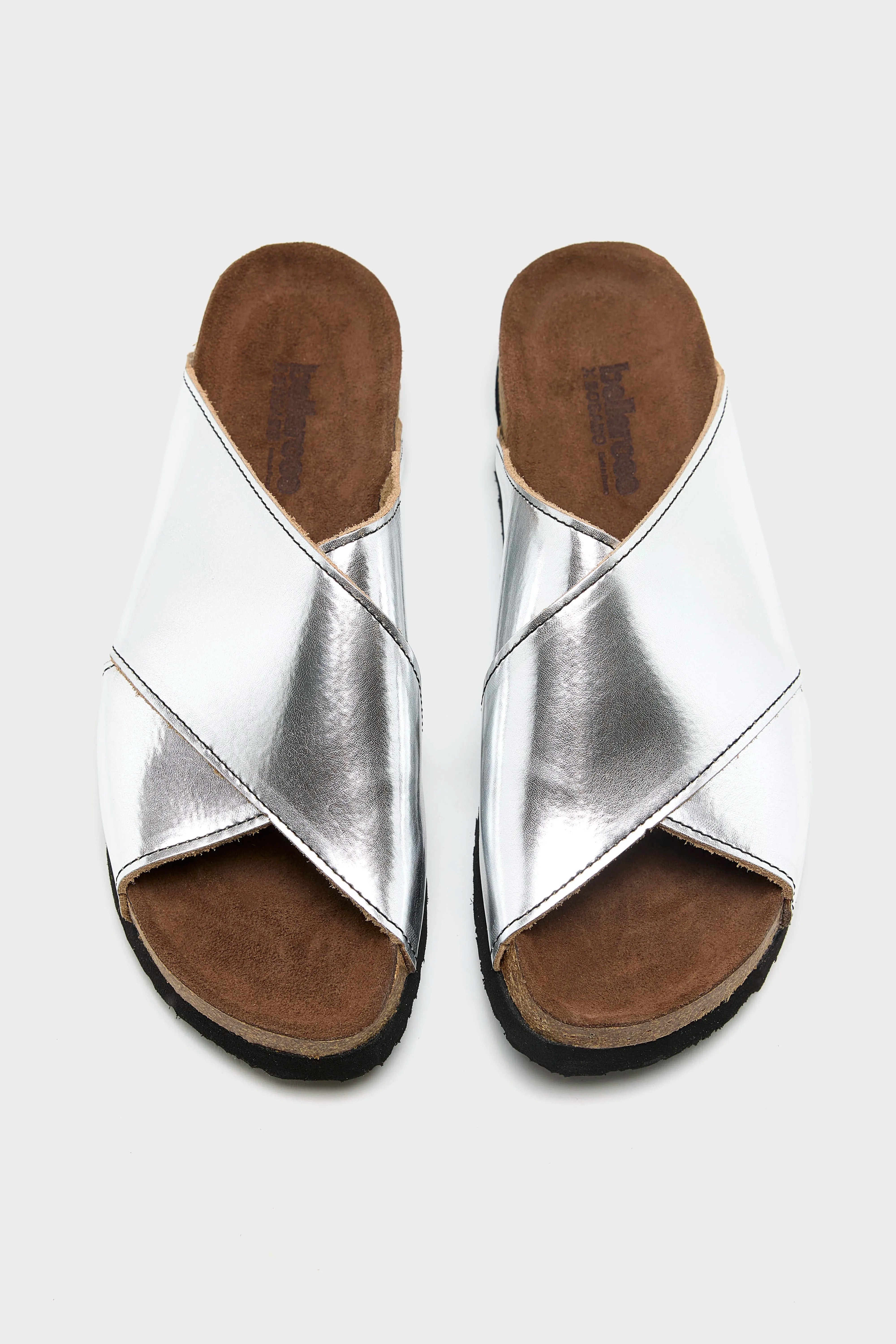 Sandales Croisées en Cuir Métallisé (261 / W / SILVER)