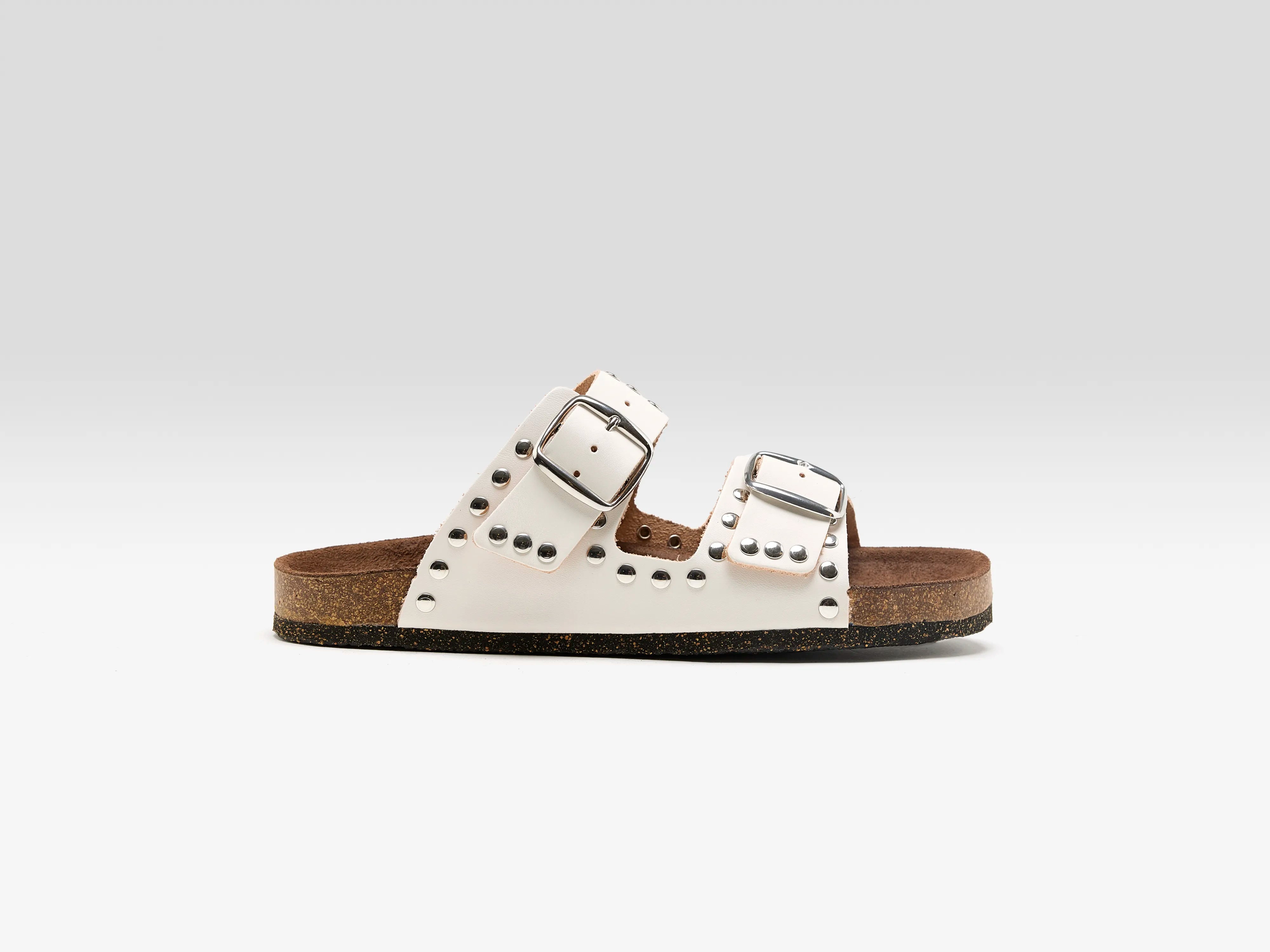 Witte Leren Sandalen met Klinknagels (261 / W / WHITE)