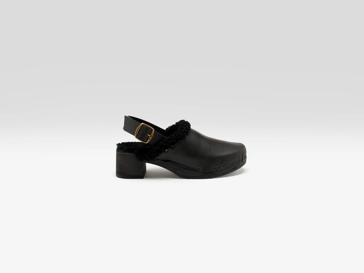 Schapenvacht Klompen met Hak (262 / W / BLACK)