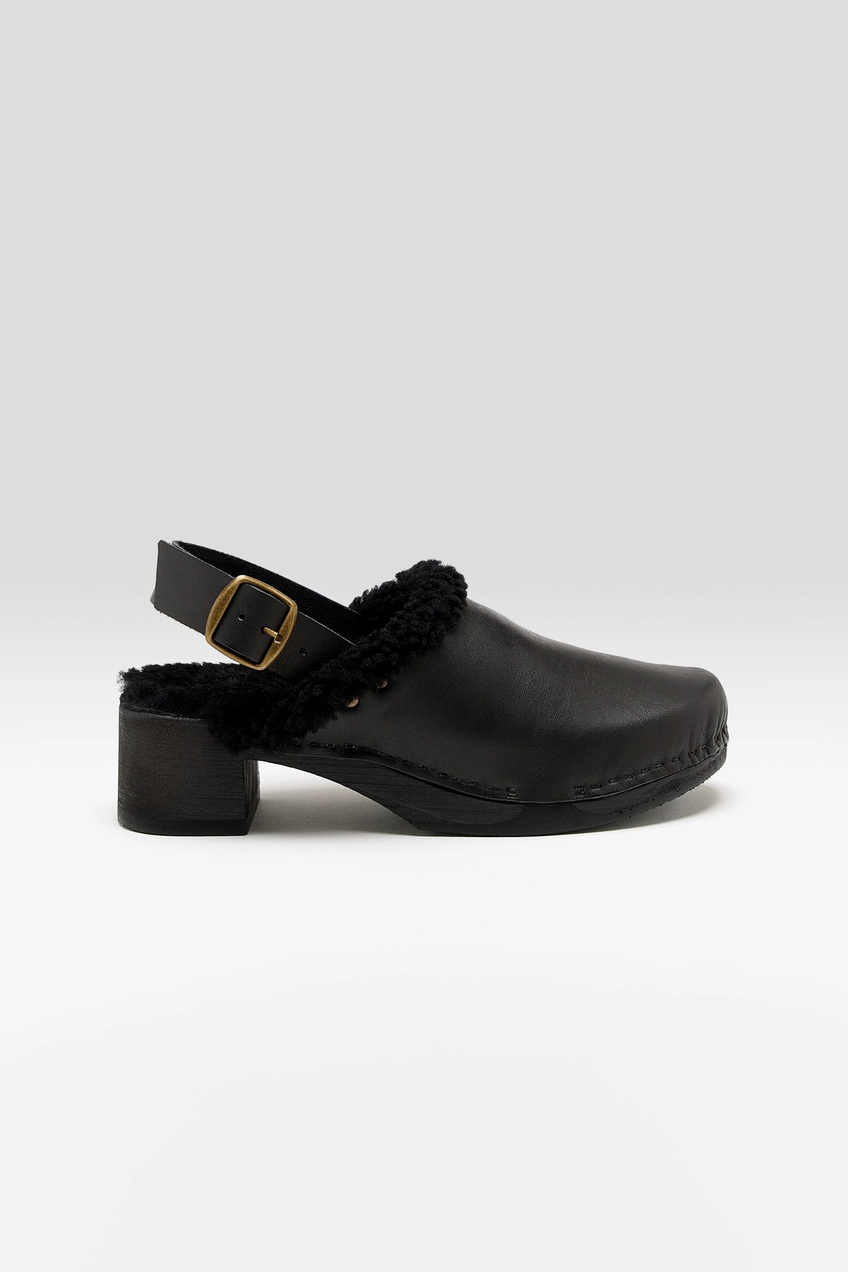 Schapenvacht Klompen met Hak (262 / W / BLACK)