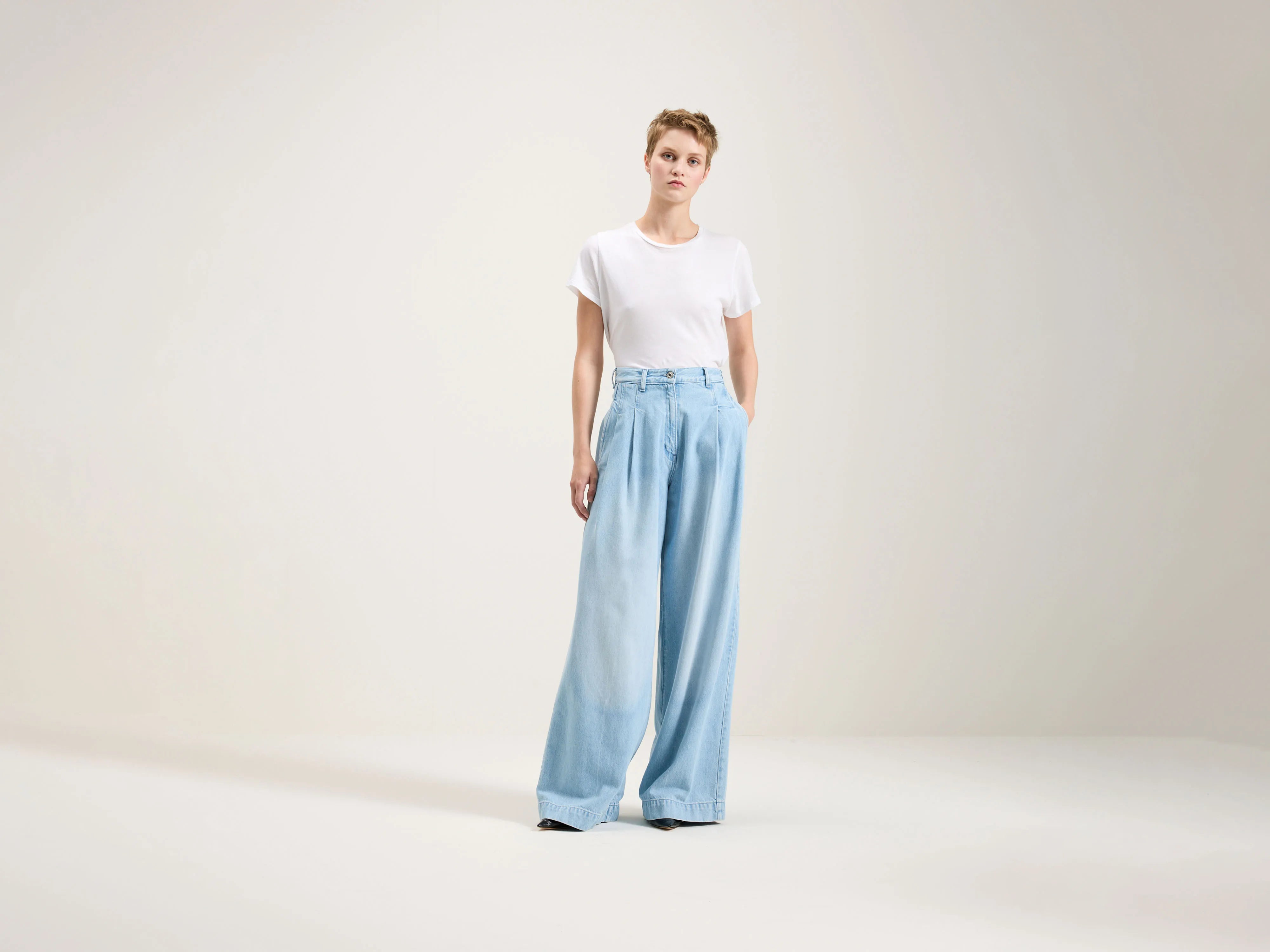 Denim N. 74 superwijde jeans (242 / W / USED LT BLUE)