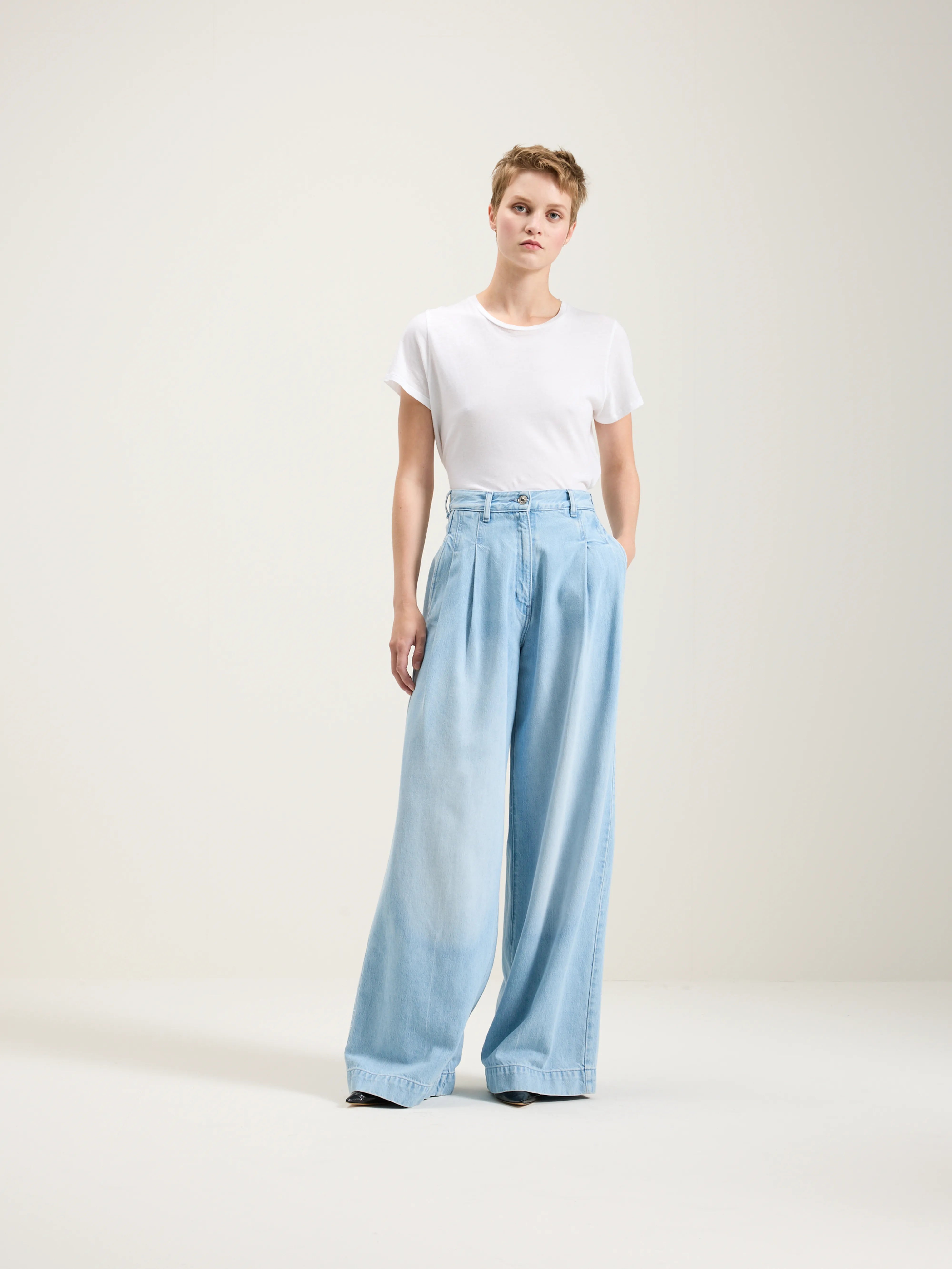 Denim N. 74 superwijde jeans (242 / W / USED LT BLUE)