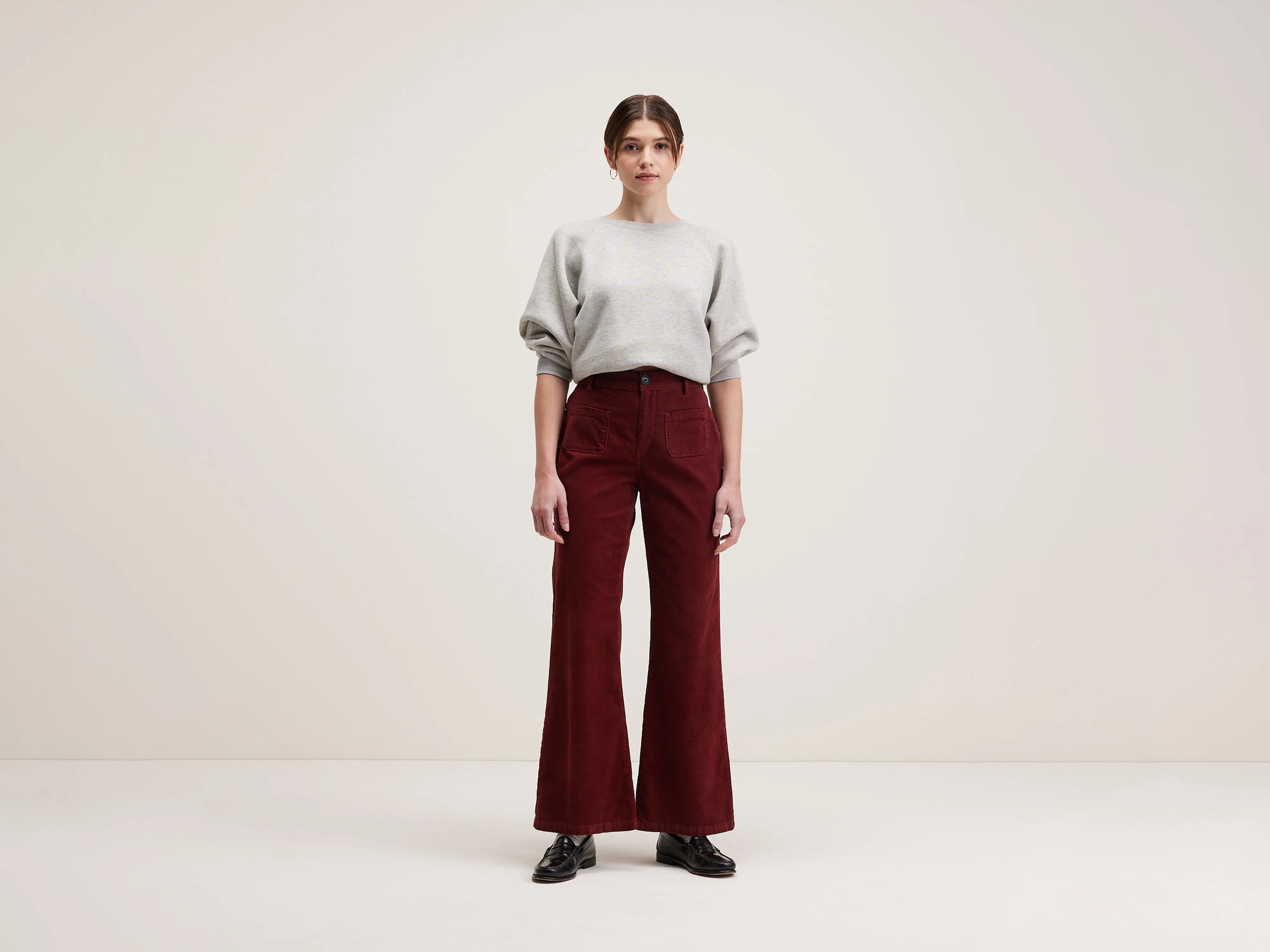 Park flared broek (242 / W / GRENAT)