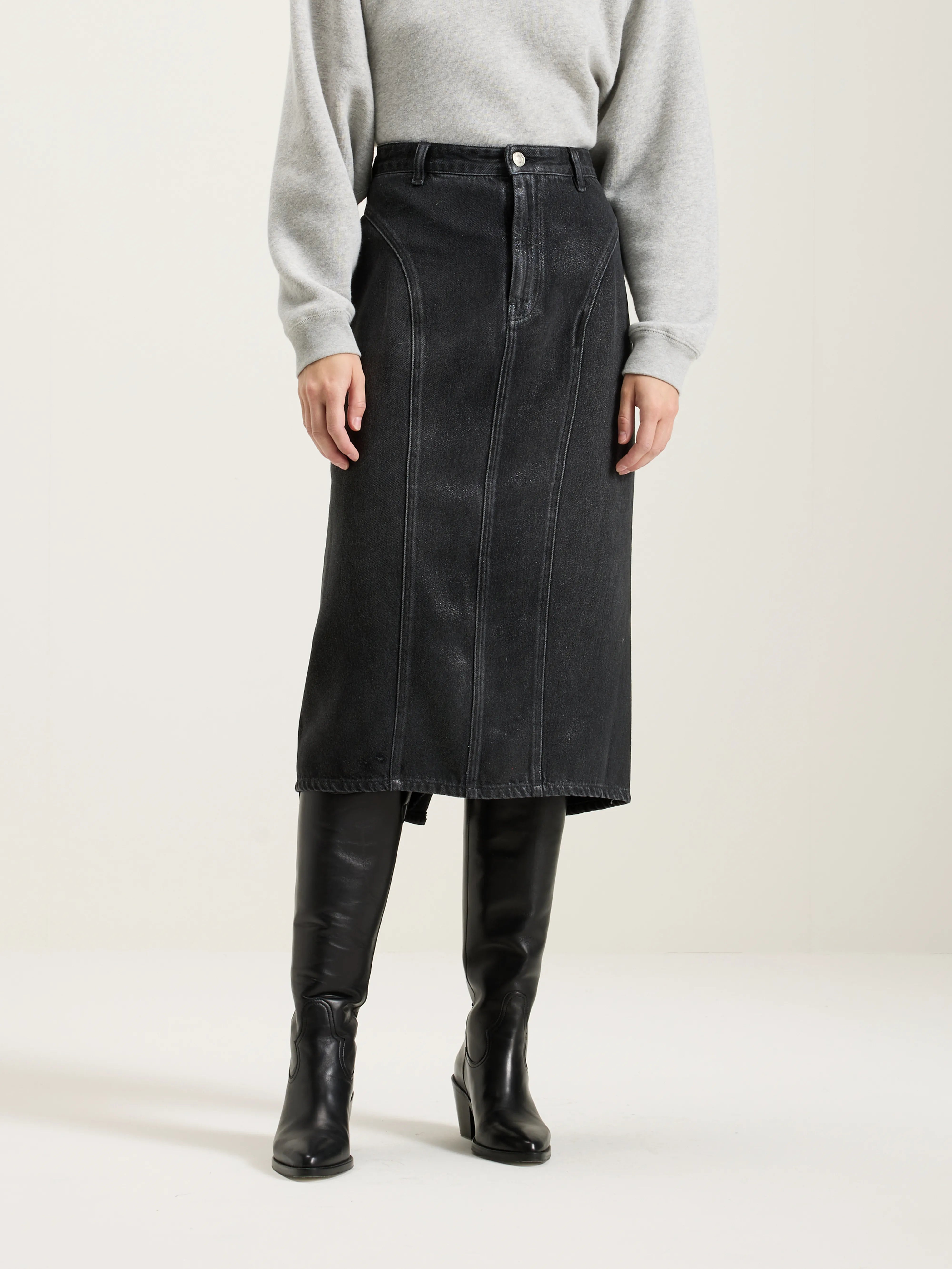 Petrus midi pencil skirt (242 / W / USED BLACK)