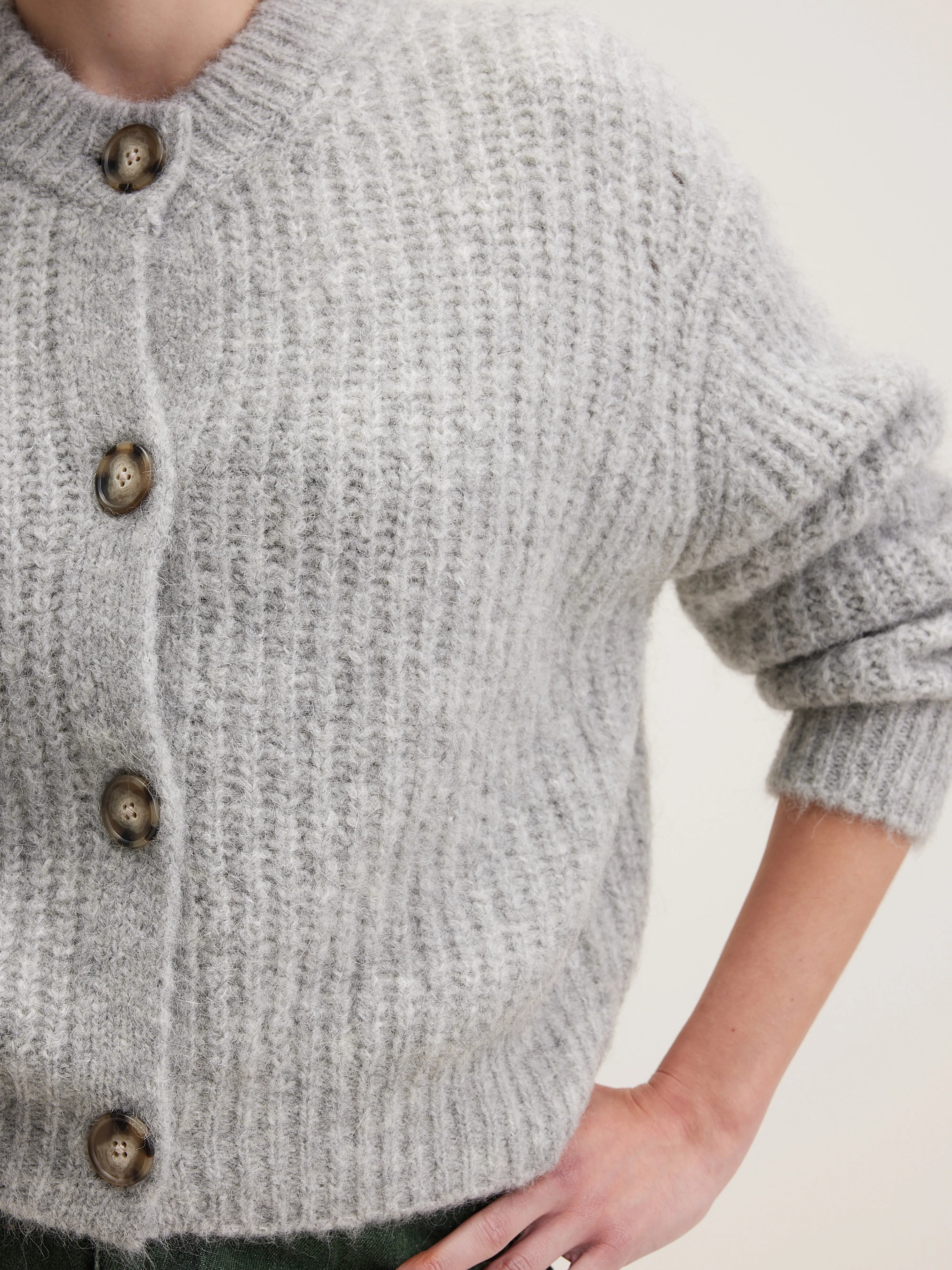 Adyka rib-knit cardigan (242 / W / LIGHT GREY)