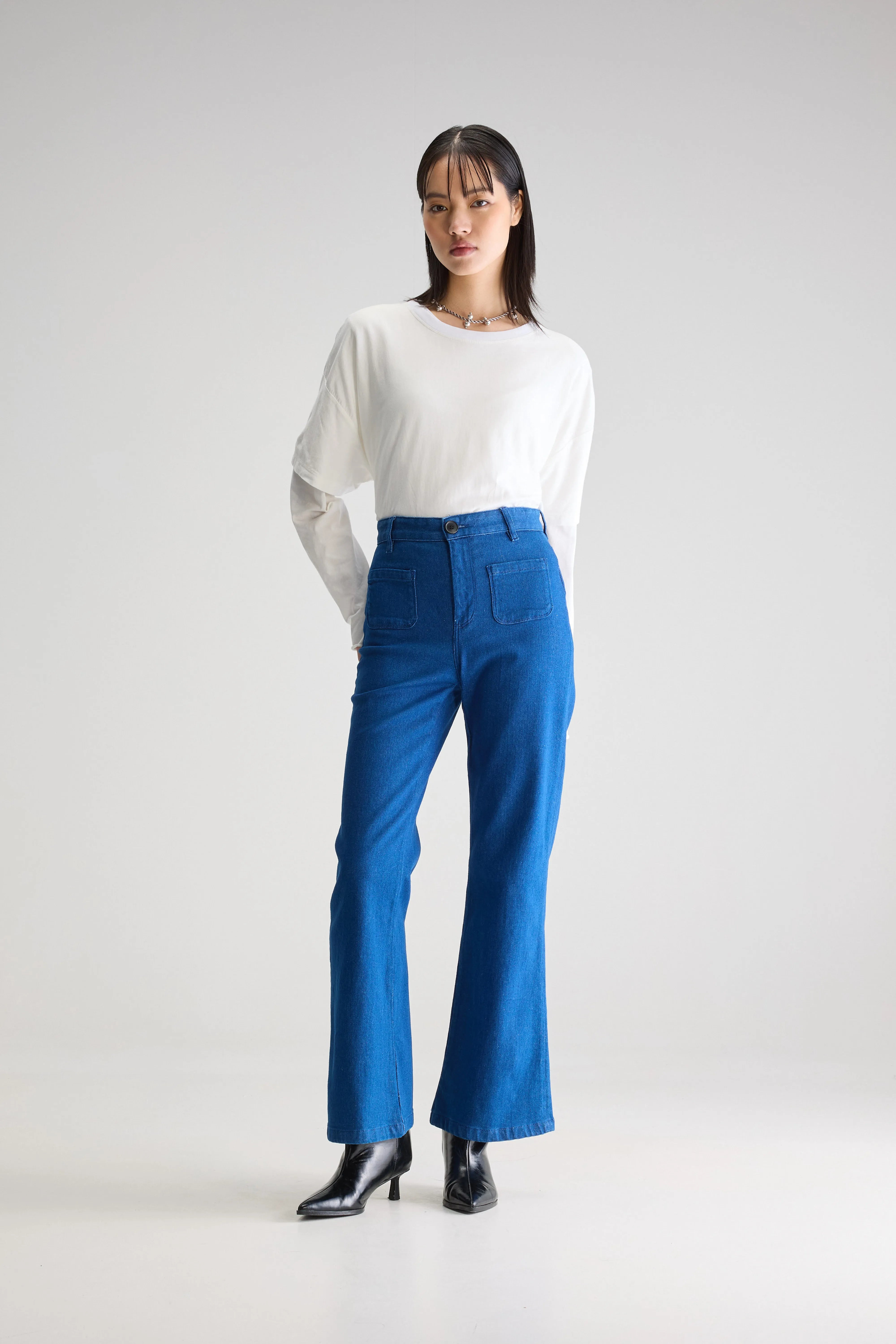 Park flared washed denim trousers (242 / W / ONE WASH)