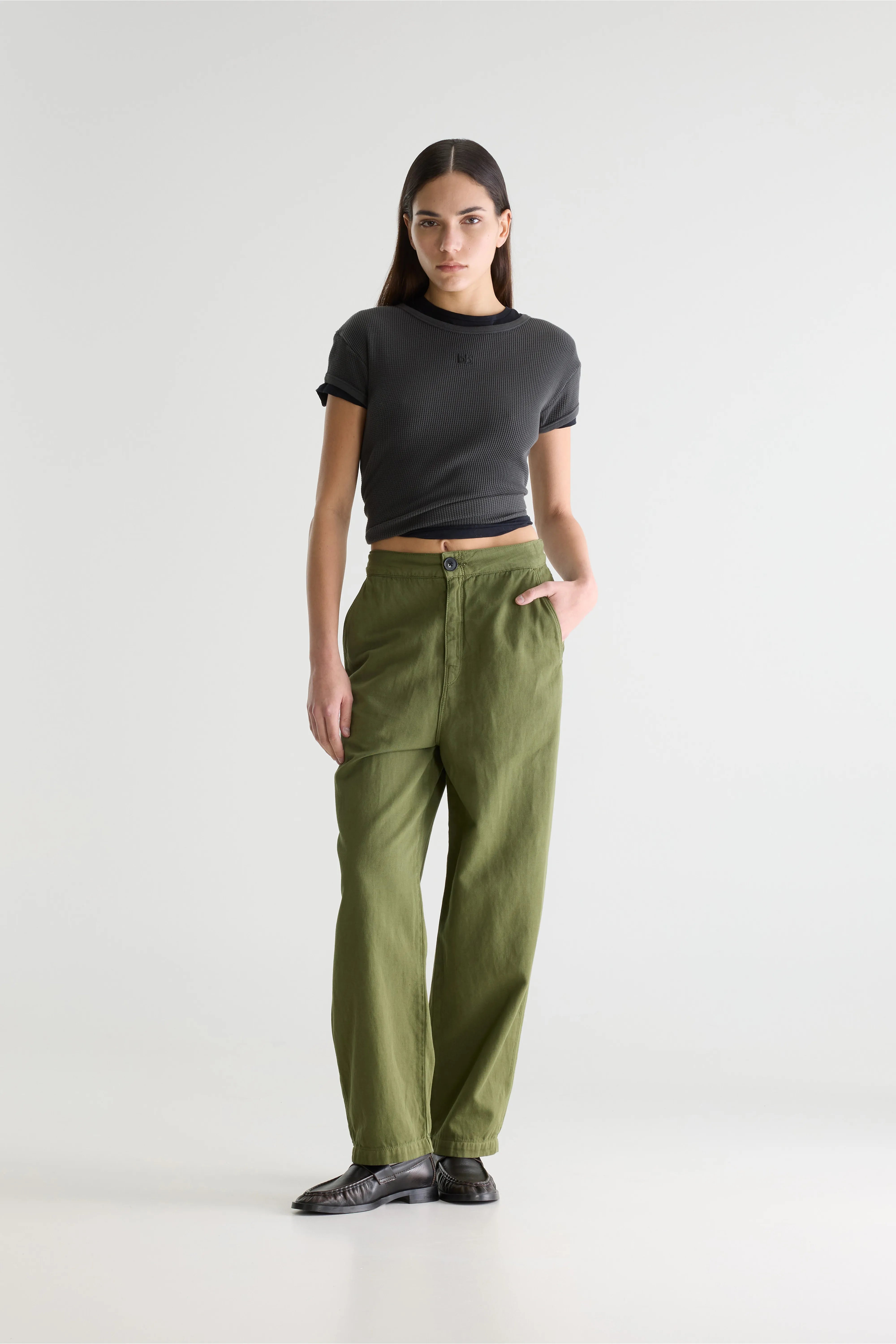 Pasop Relaxte Kaki Broek - Army Voor Dames | Bellerose