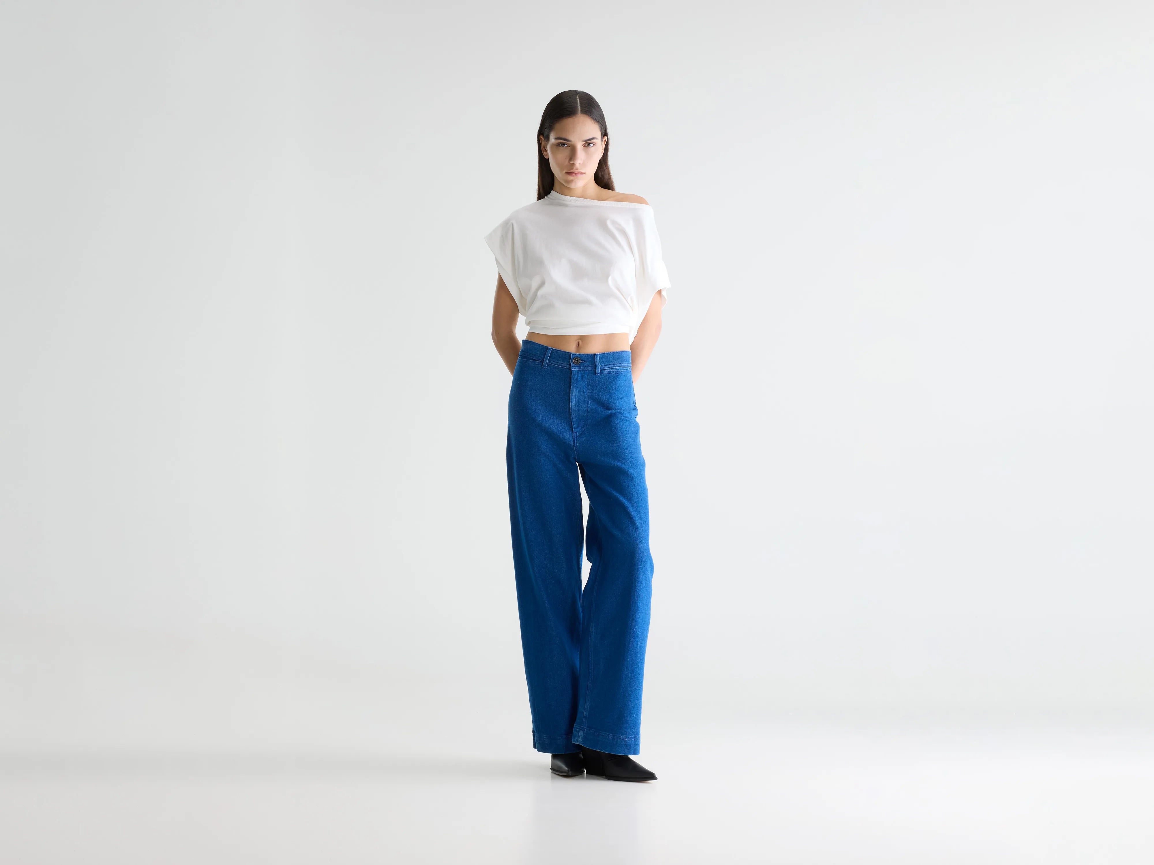 Jean large en coton bleu Lottie (252 / W / ONE WASH)