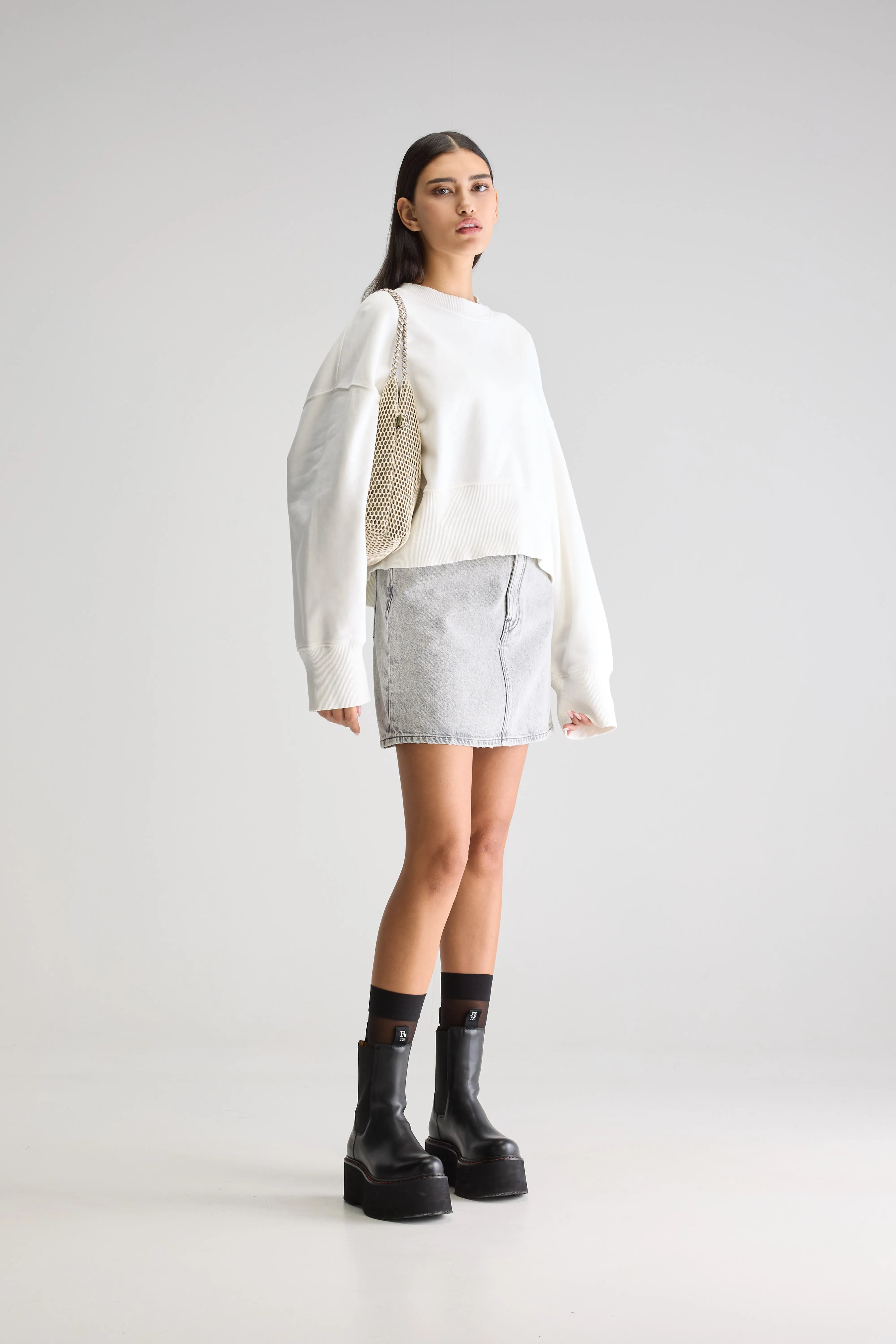 Slenni sweatshirt met ronde hals (251 / W / VINTAGE WHITE)