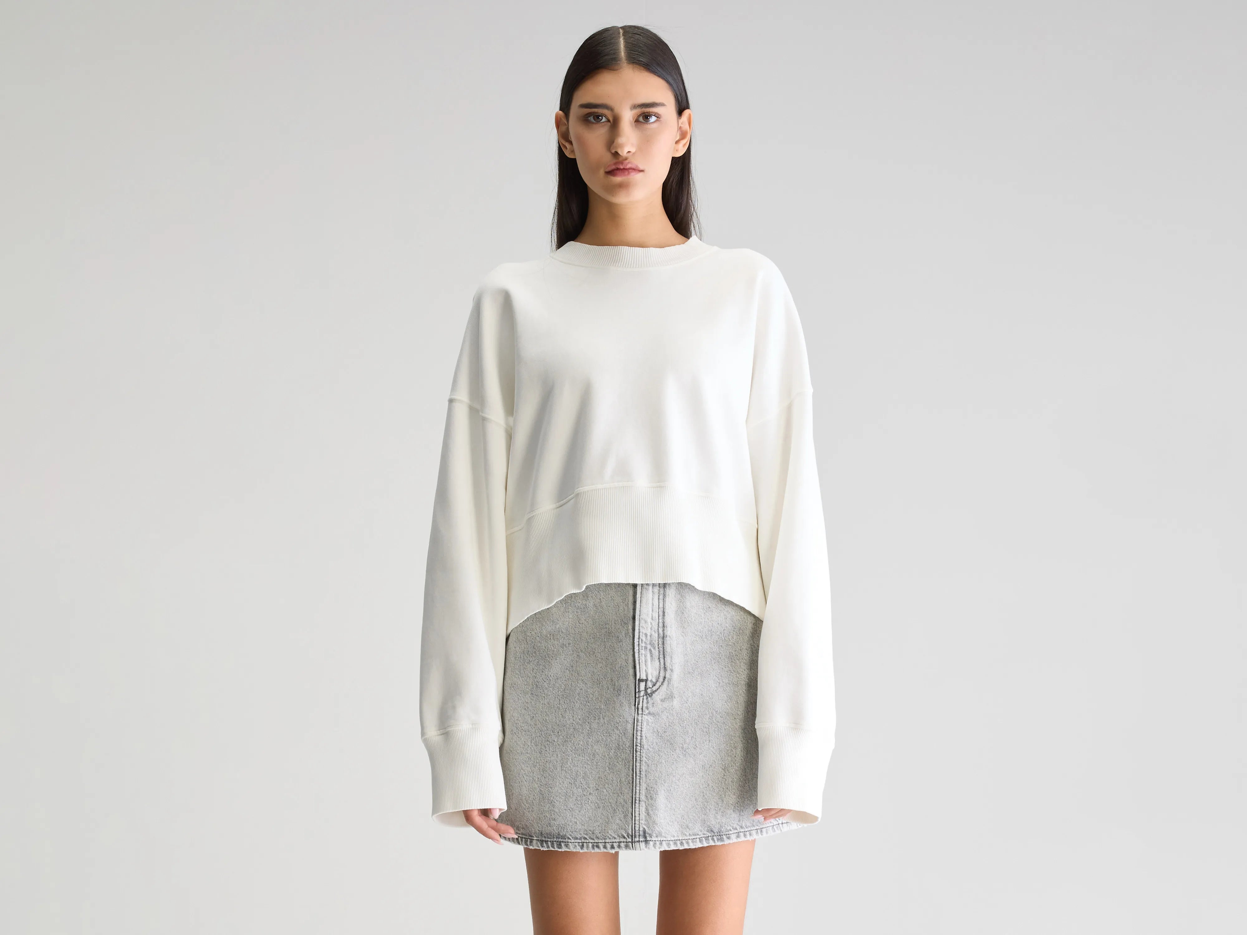 Slenni sweatshirt met ronde hals (251 / W / VINTAGE WHITE)