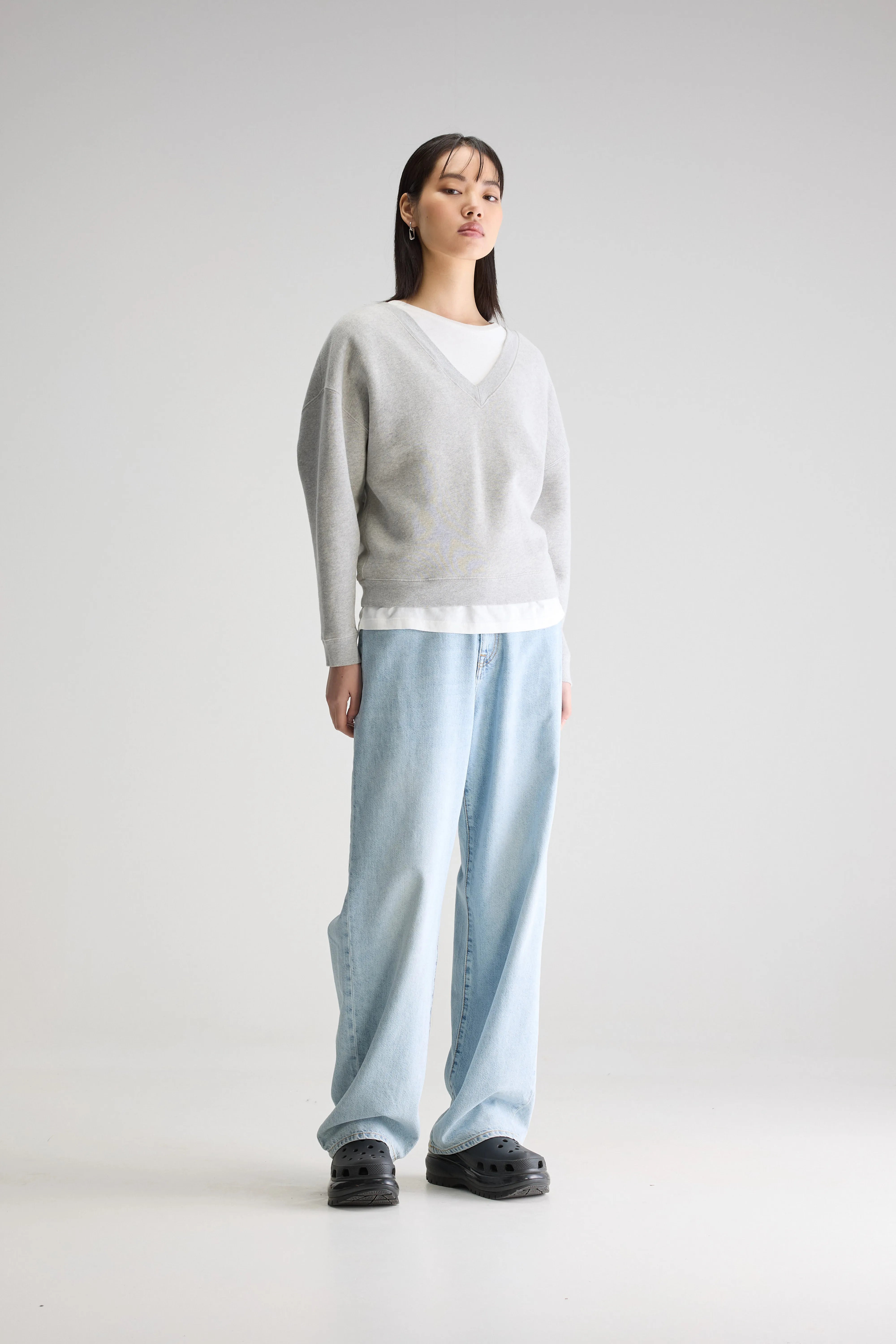 Sweatshirt col V Fellow (252 / W / H. GREY)