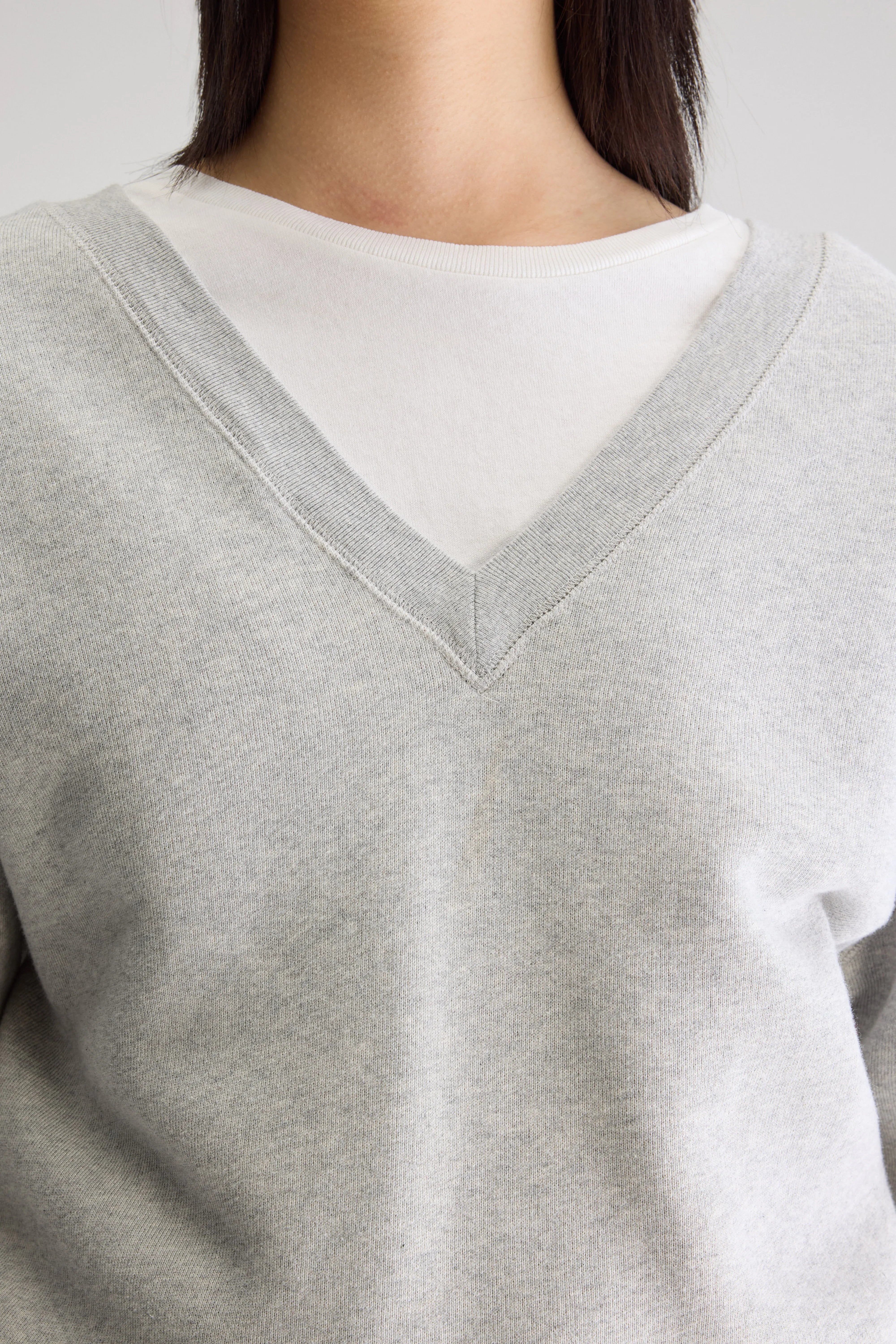 Sweatshirt col V Fellow (252 / W / H. GREY)