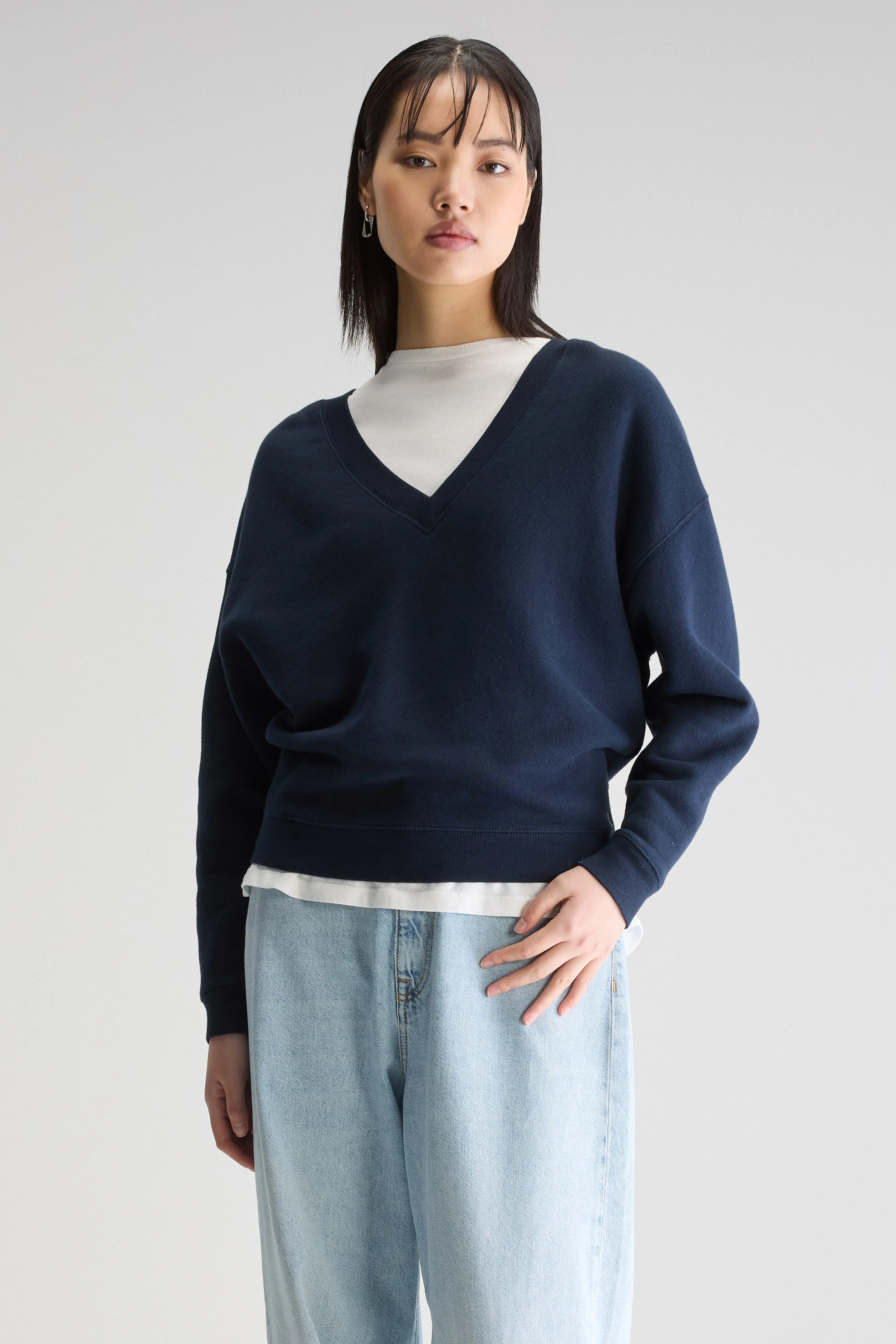 Sweatshirt col V Fellow (252 / W / NAVY)