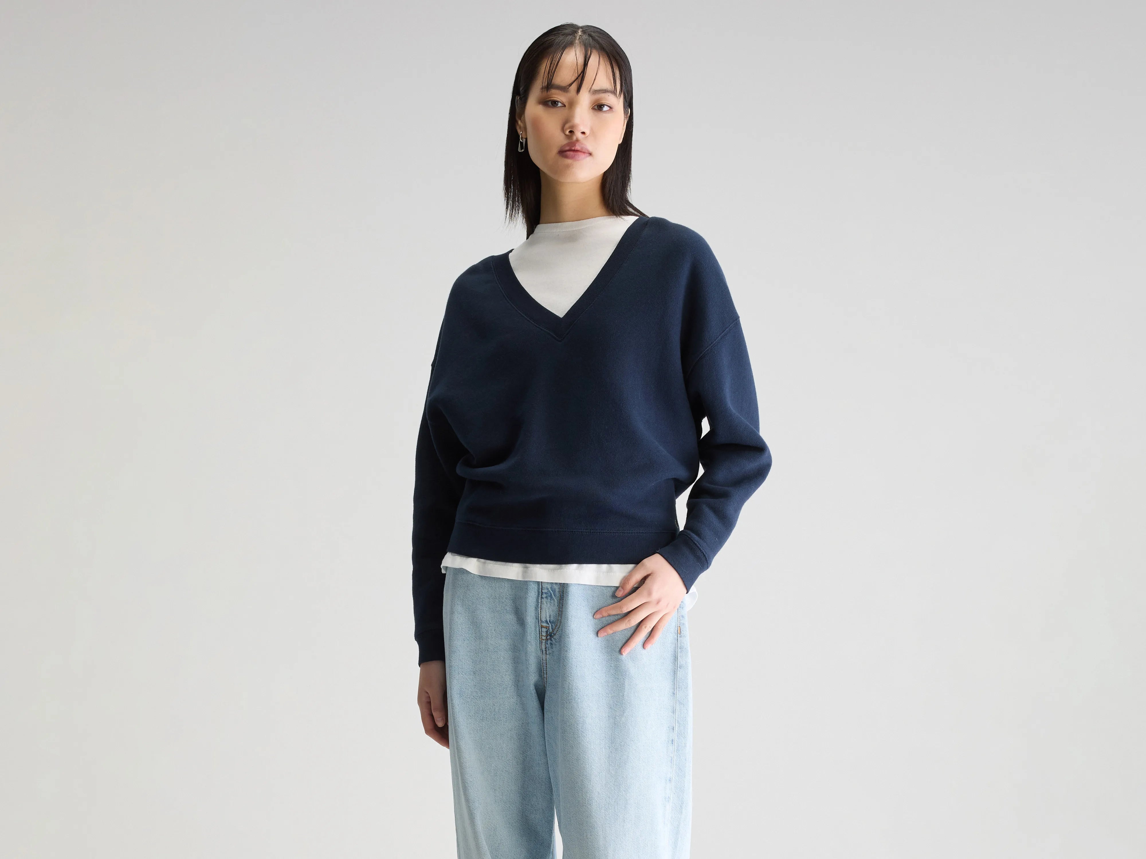 Sweatshirt col V Fellow (252 / W / NAVY)