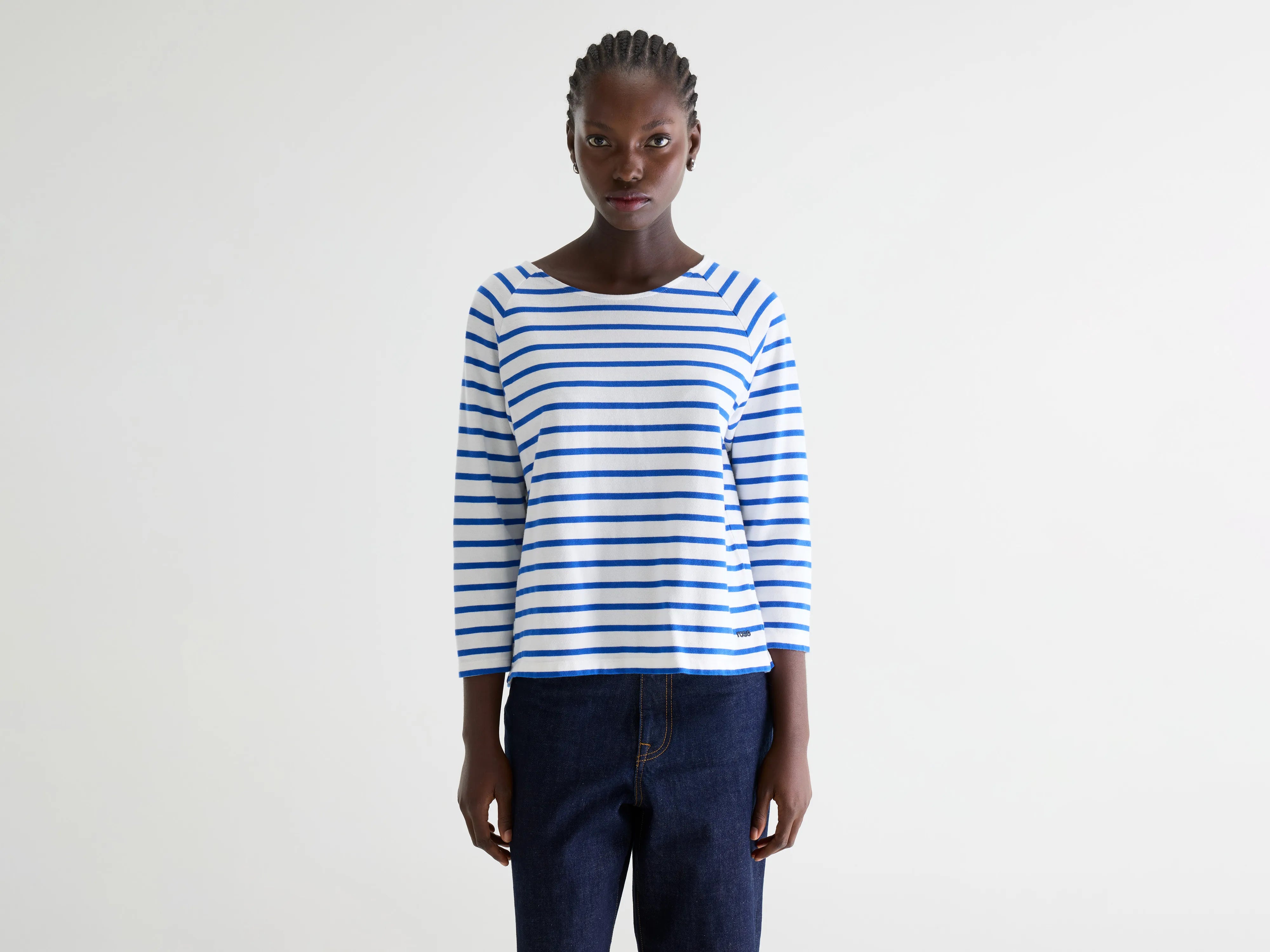 Maow blauw‑wit gestreept t-shirt (242 / W / STRIPE C)