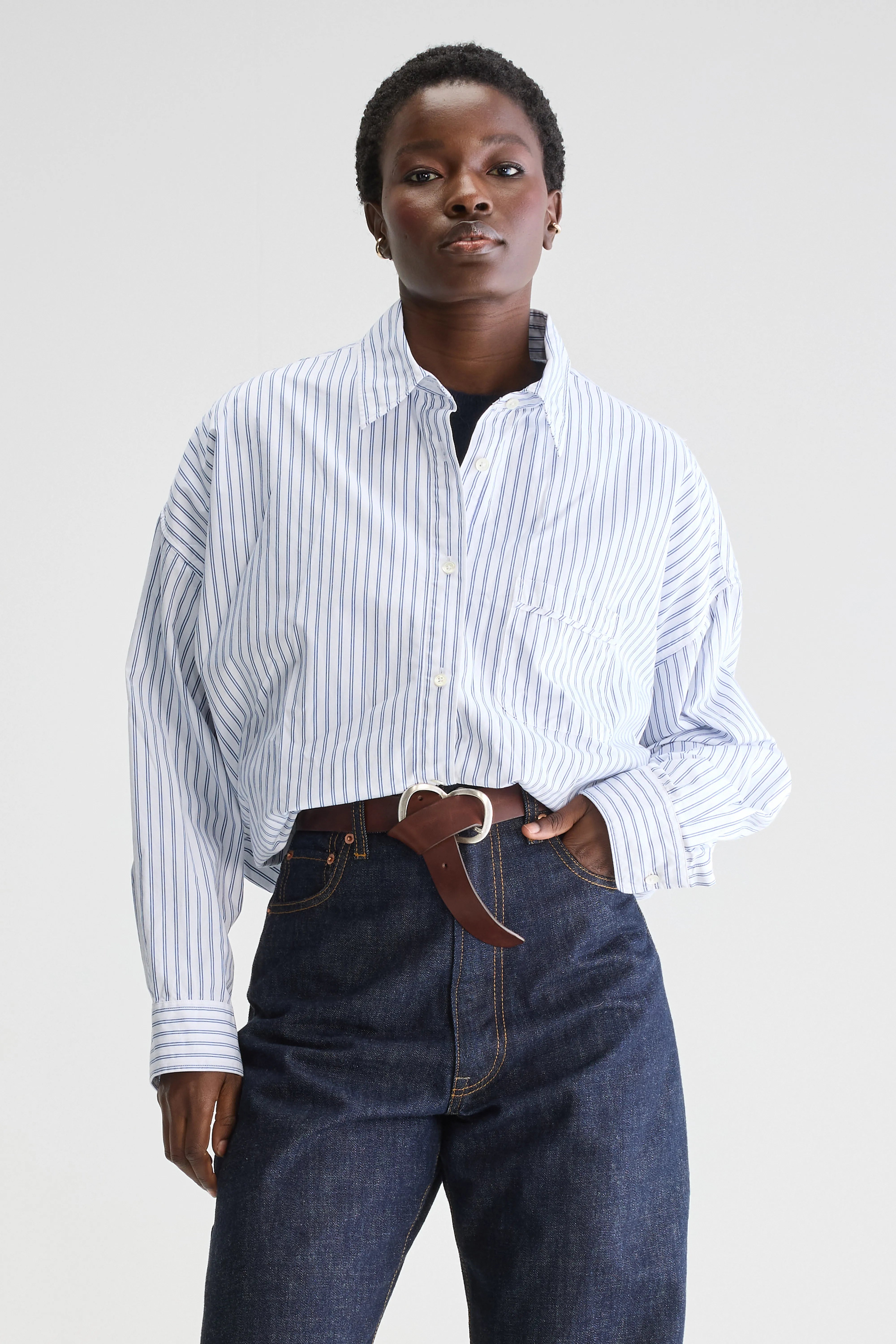 Graham cropped popeline hemd (251 / W / STRIPE P)