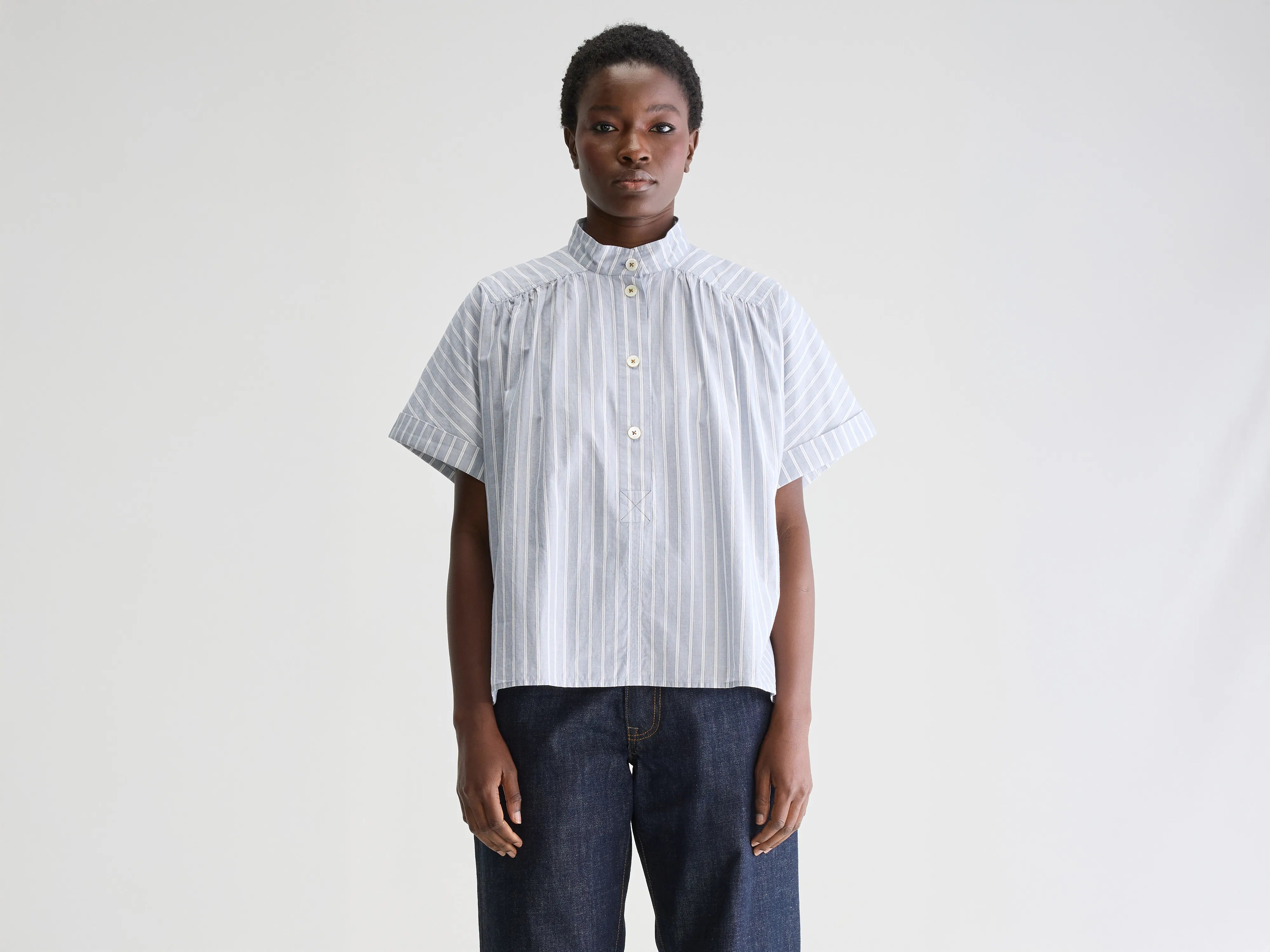 Pear blouse met korte mouwen (251 / W / STRIPE A)