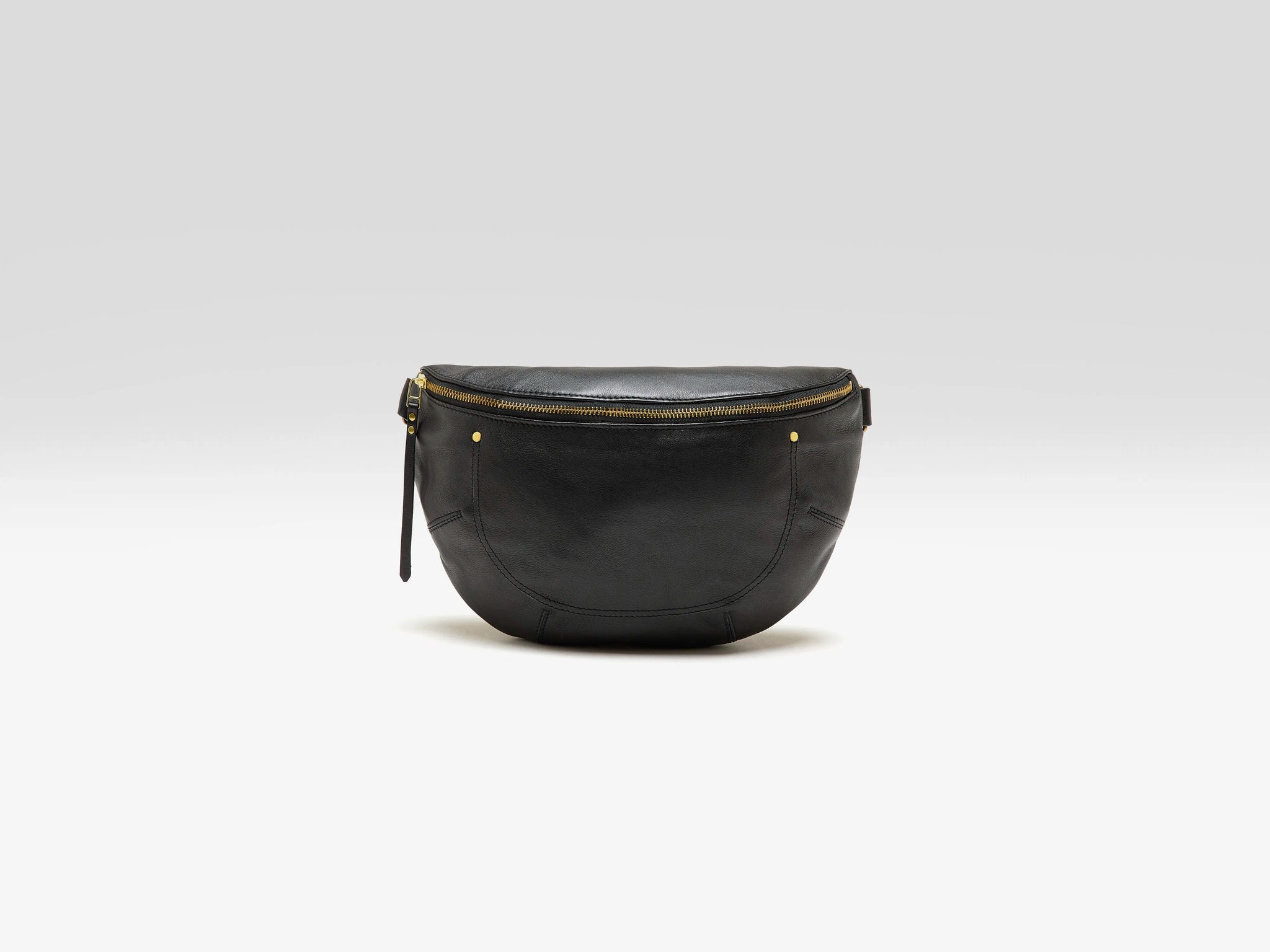Women's black leather sling bag