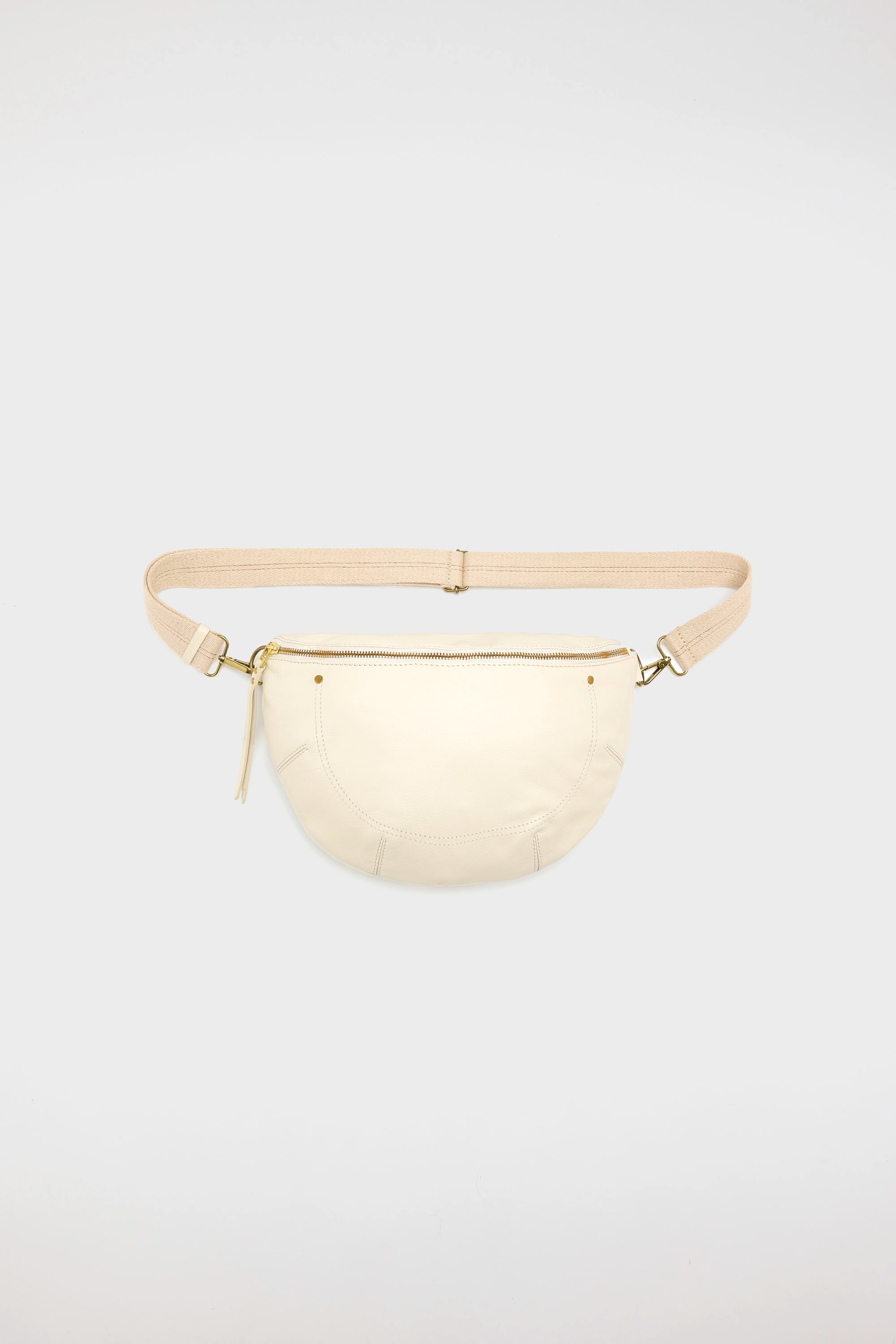Sac banane en cuir écru souple Souply (251 / W / RICE)