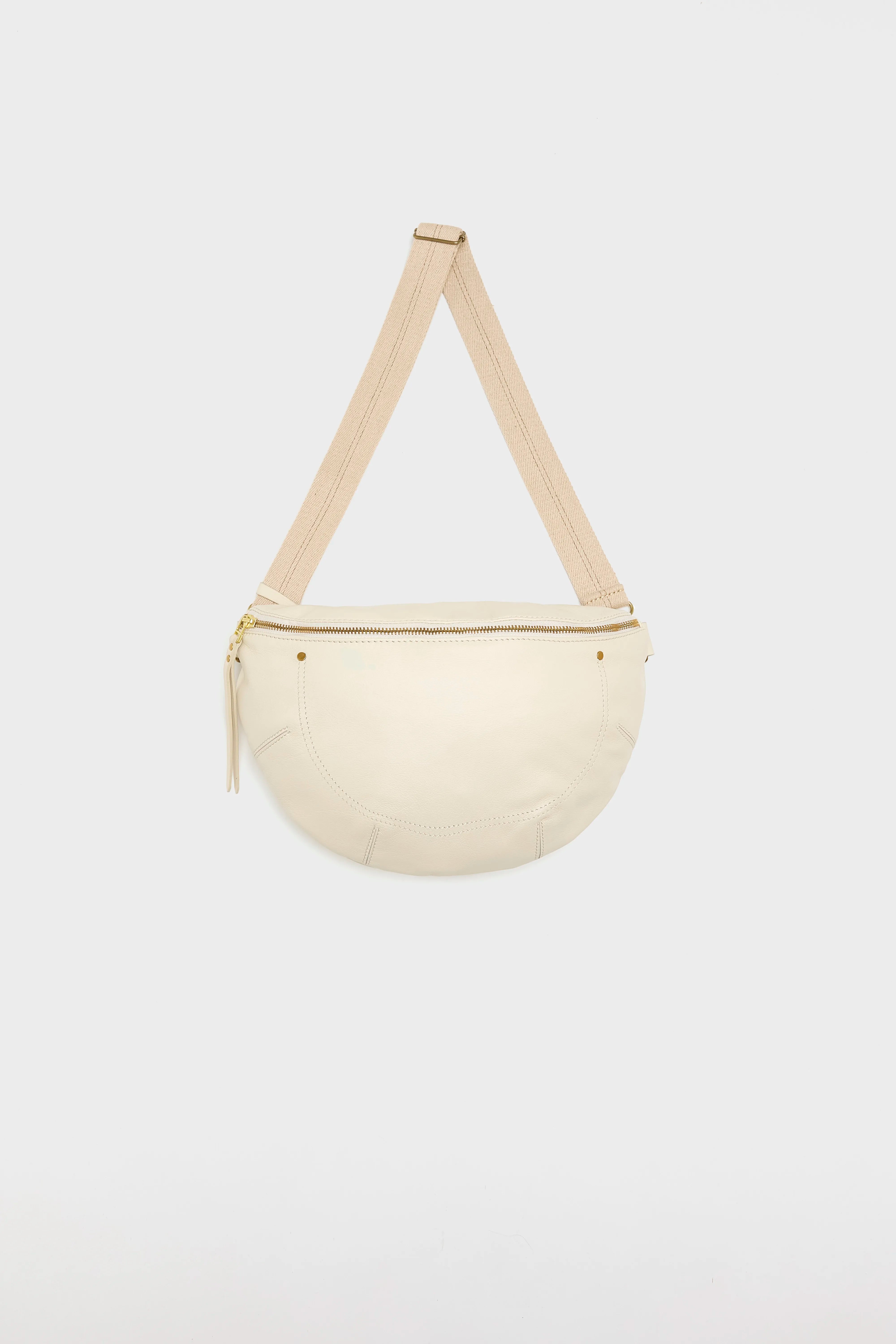 Sac banane en cuir écru souple Souply (251 / W / RICE)