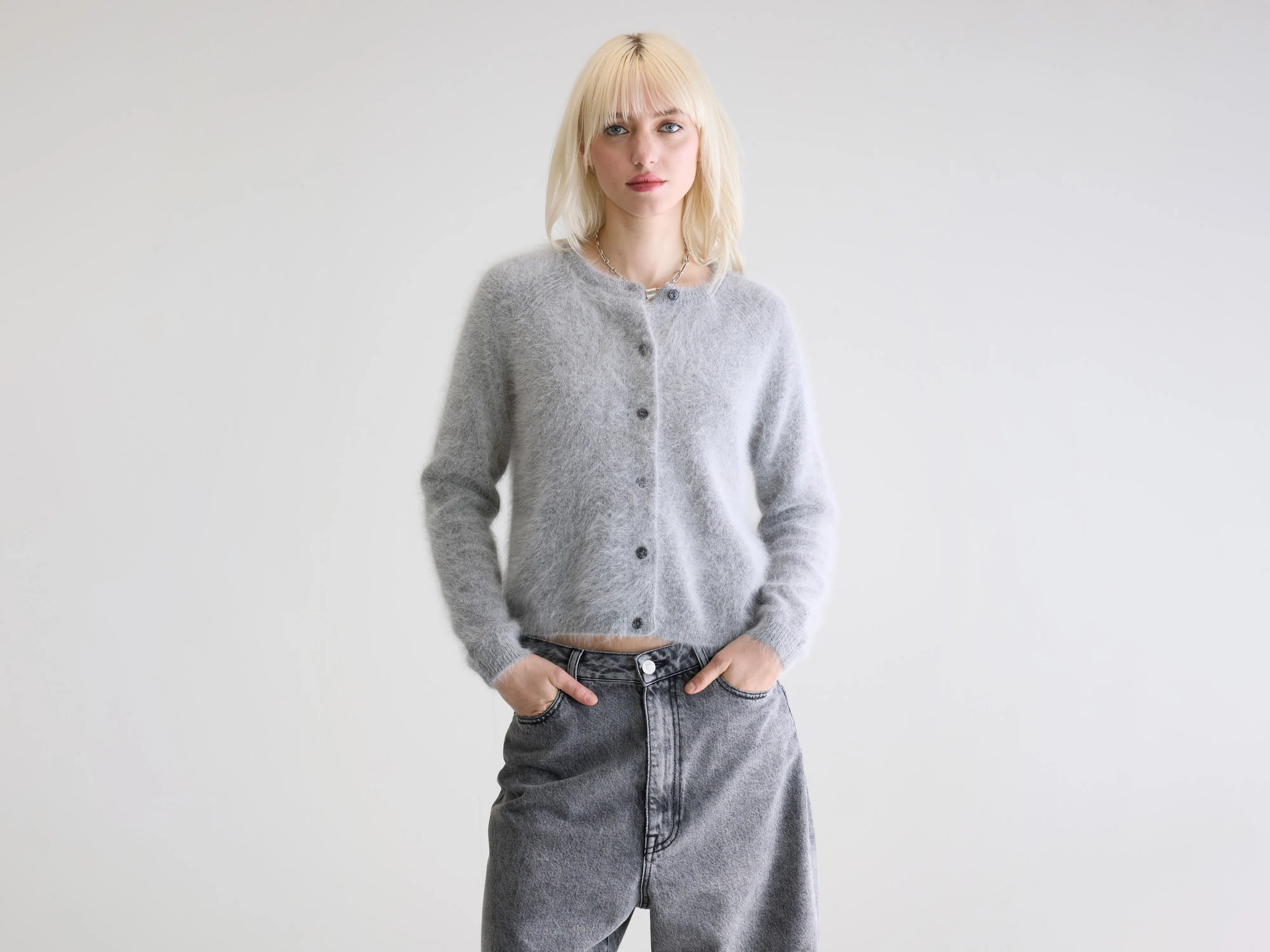 Datair angora-blend cardigan (252 / W / H. GREY)