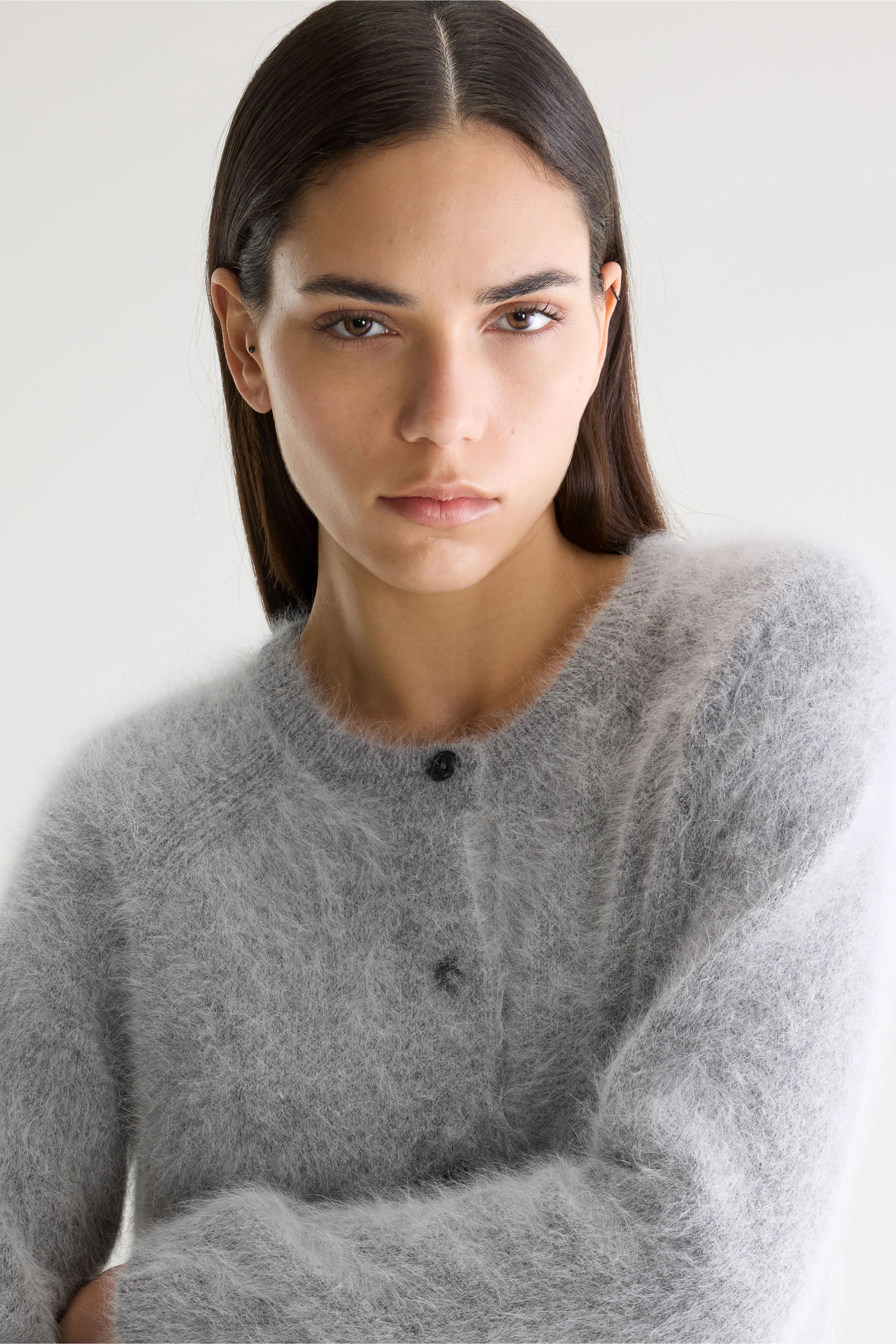Datair angora-blend grey cardigan (252 / W / H. GREY)