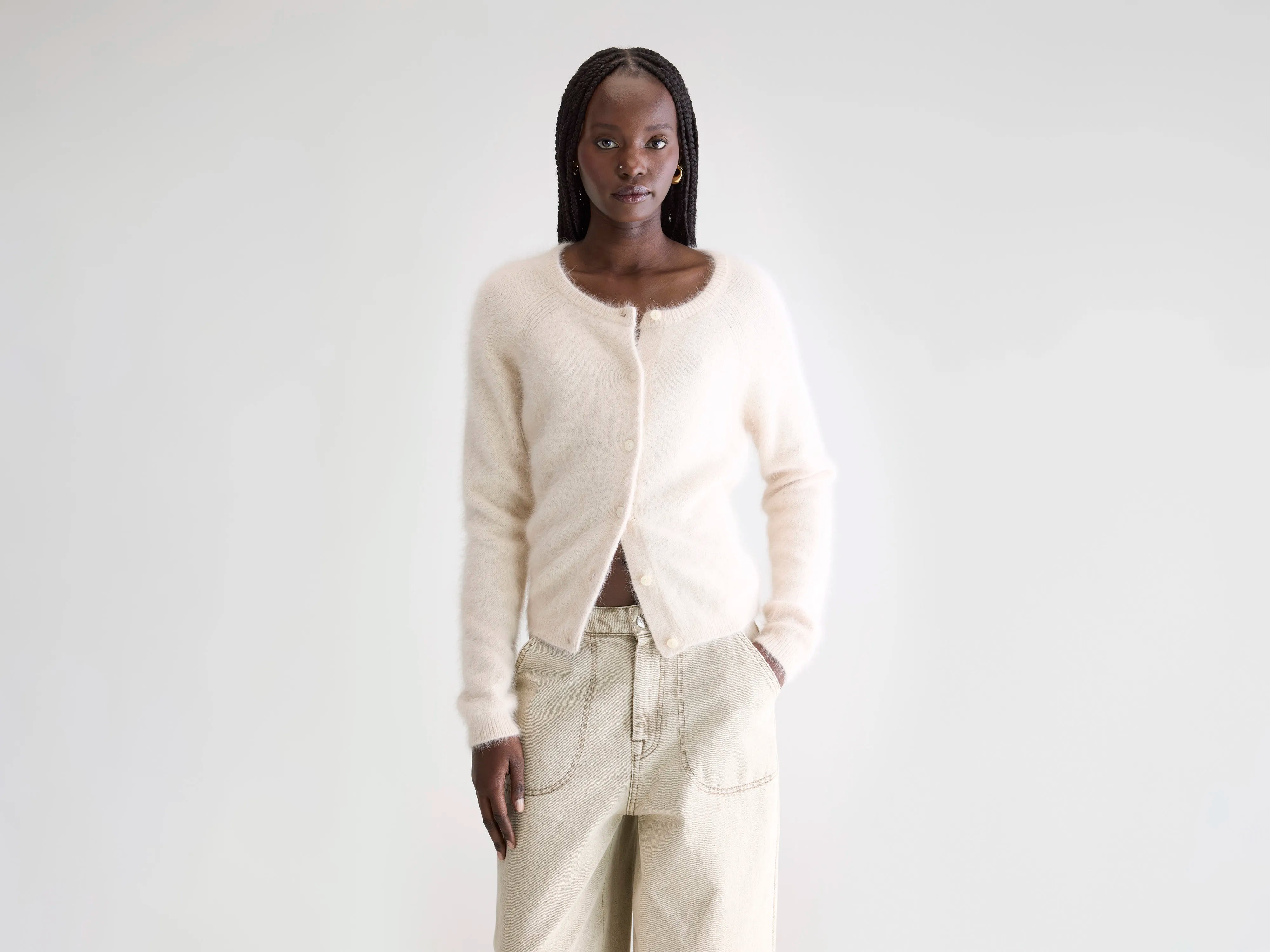 Datair angora-blend cardigan (252 / W / PARCHEMIN)