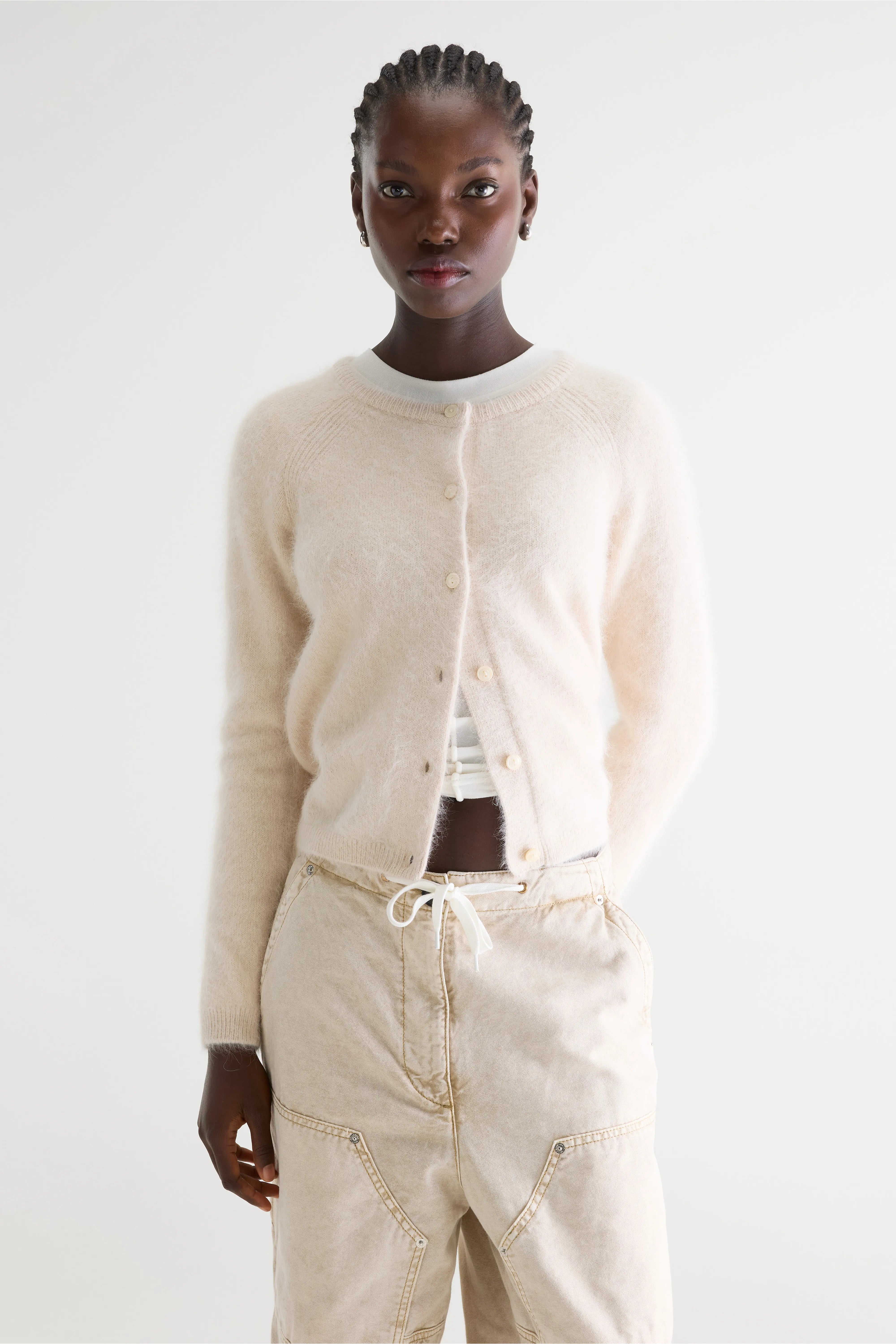 Datair angora-blend ecru cardigan (252 / W / PARCHEMIN)
