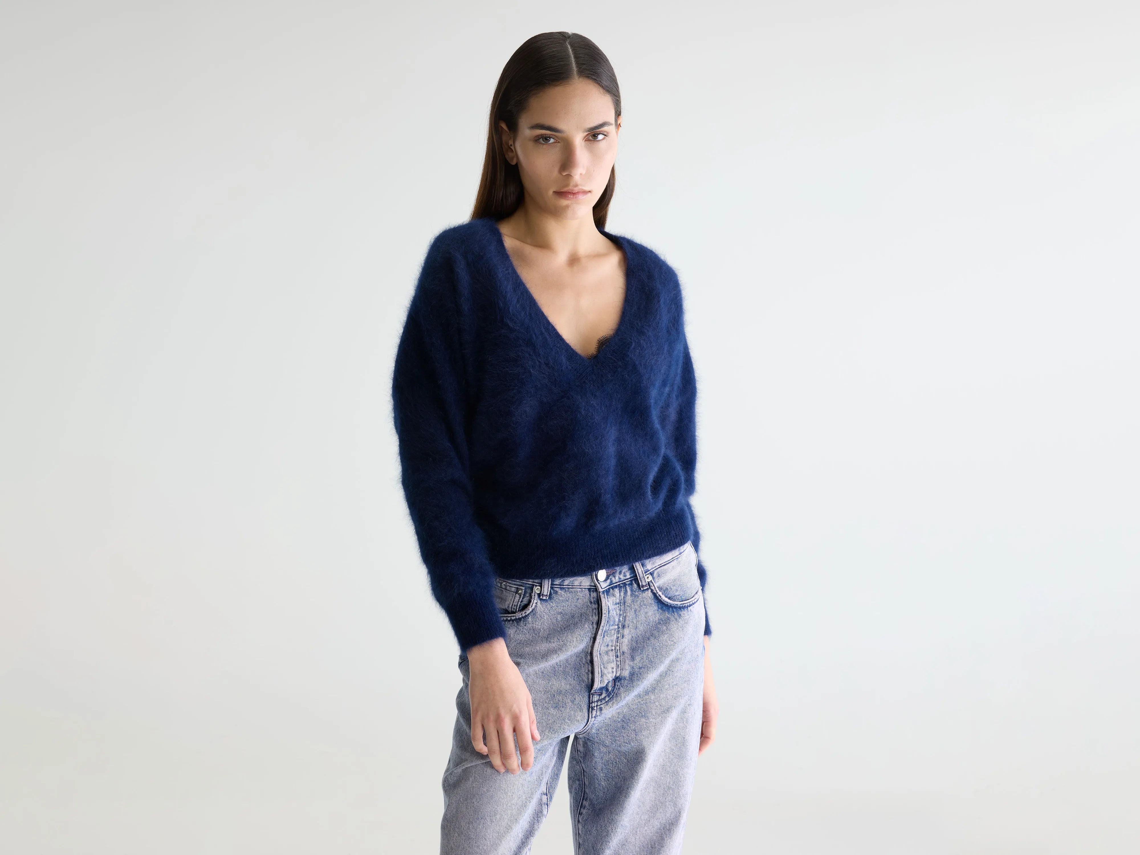 Pull bleu marine en angora Datev (252 / W / NAVY)
