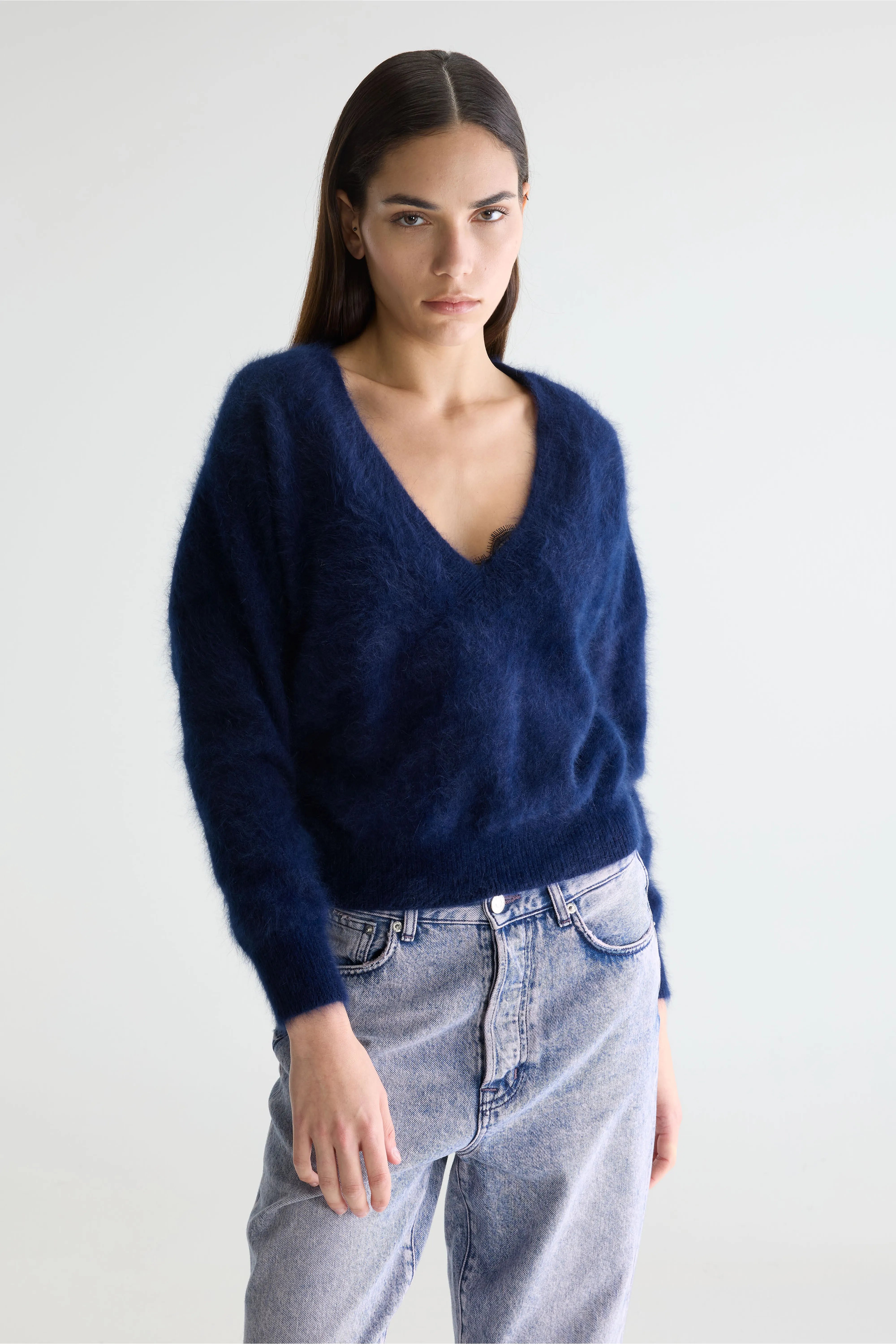 Datev angora-blend sweater (252 / W / NAVY)