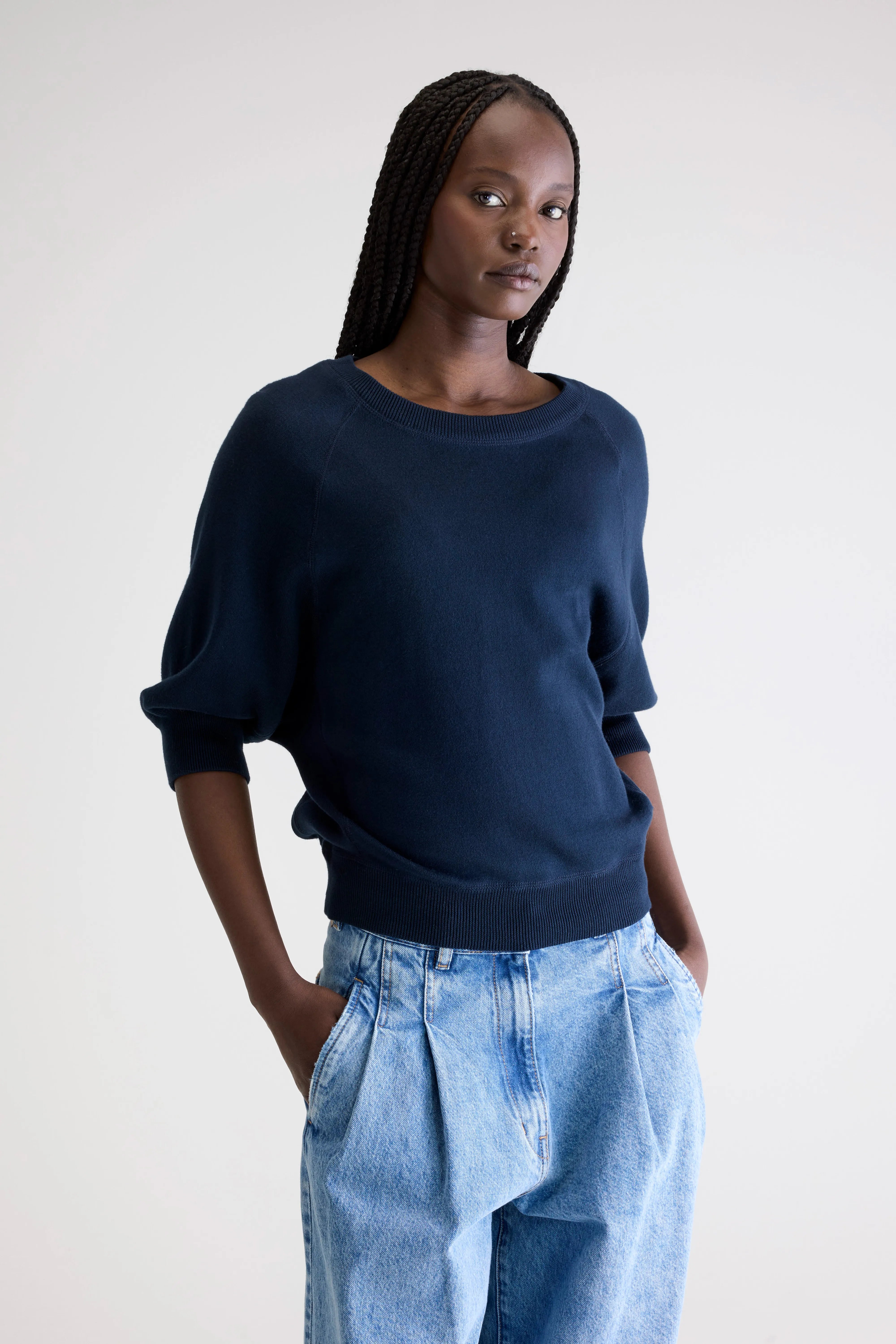 Anglet ronde-hals trui (242 / W / NAVY)