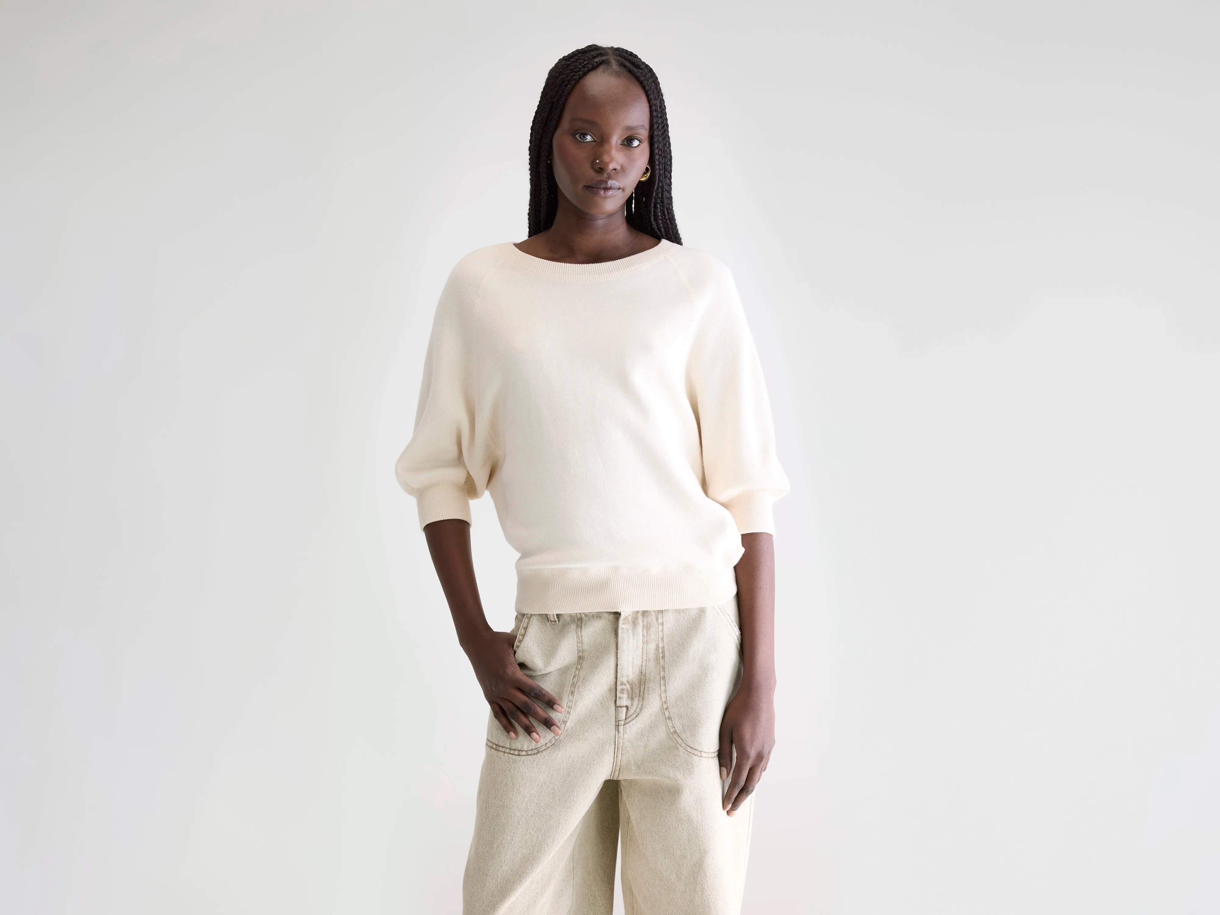 Anglet ronde-hals trui (242 / W / MILKY WAY)