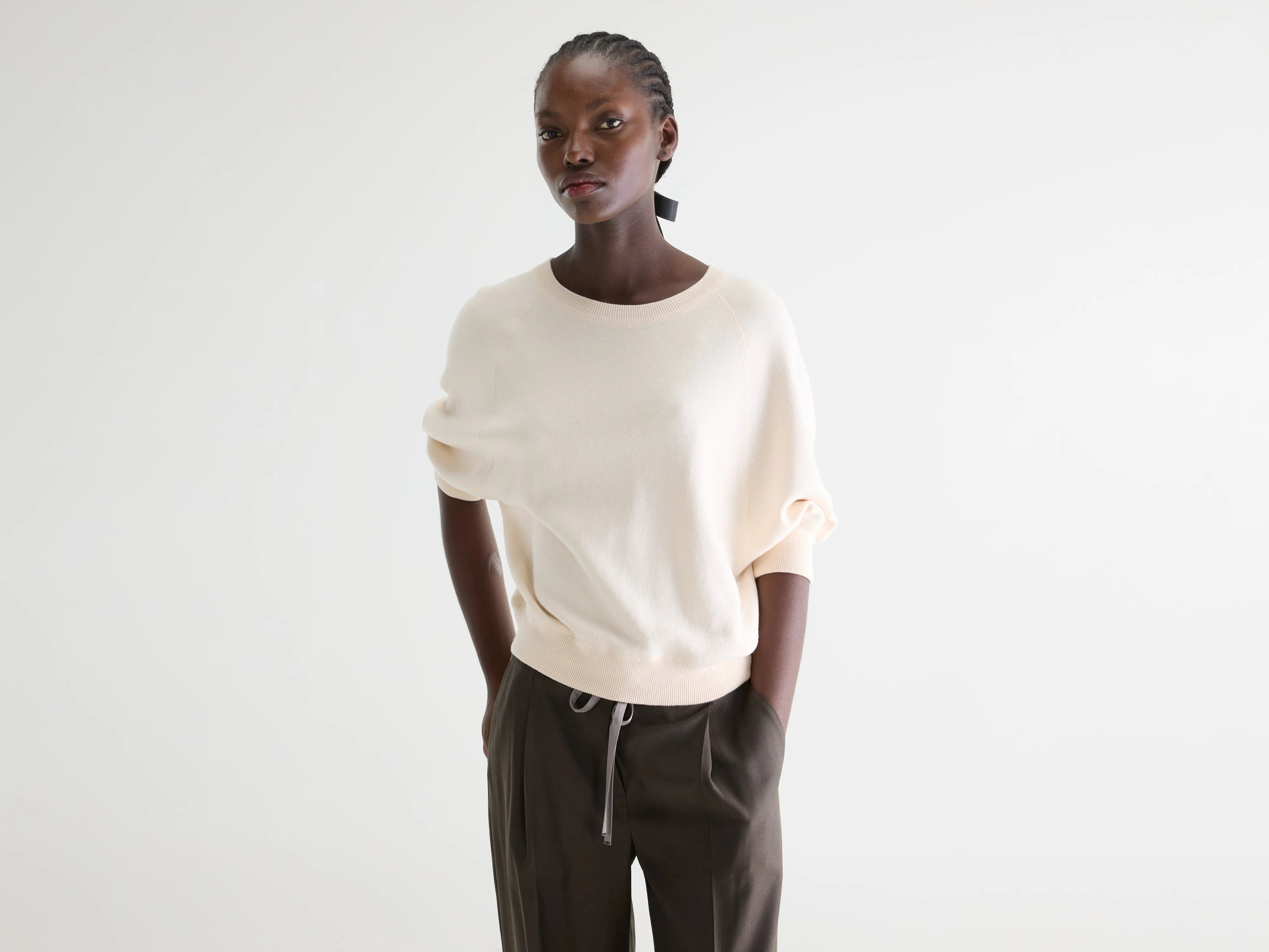 Anglet crewneck ecru sweater (242 / W / MILKY WAY)