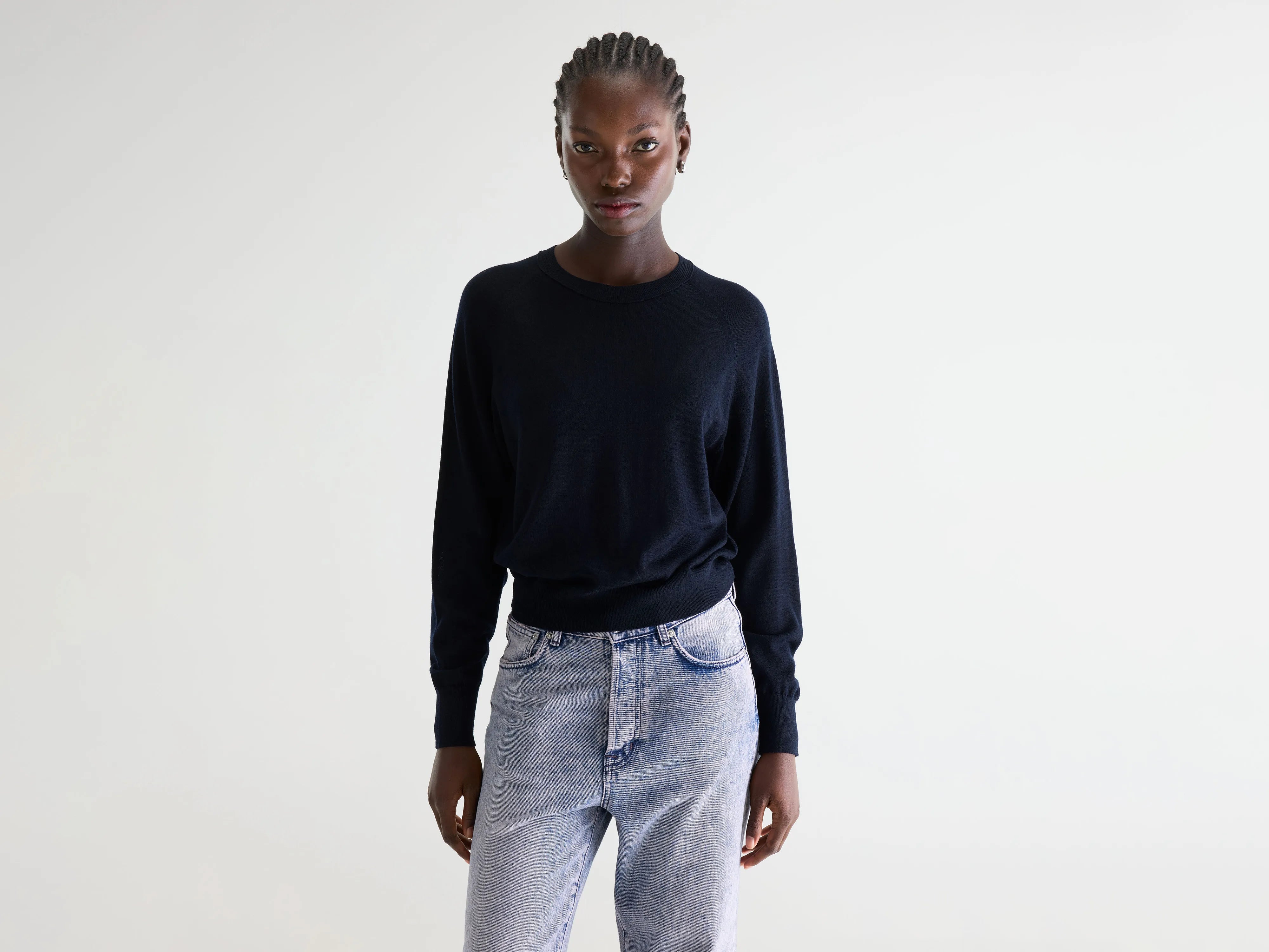 Delen classic crewneck sweater (252 / W / NAVY)