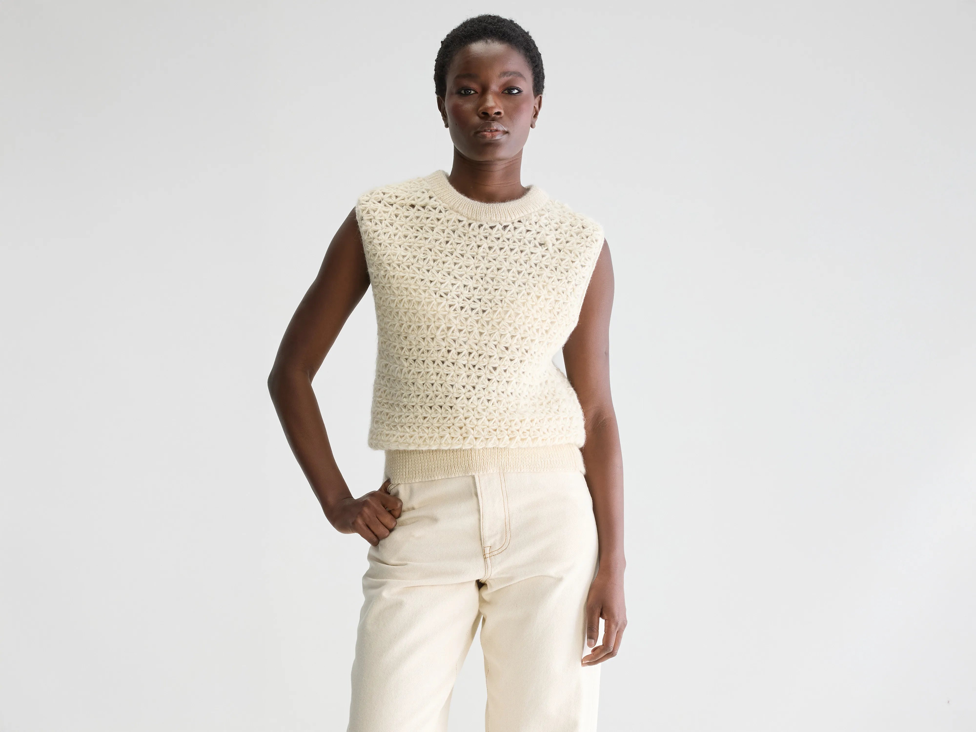 Moony gebreide tanktop (251 / W / TOFU)