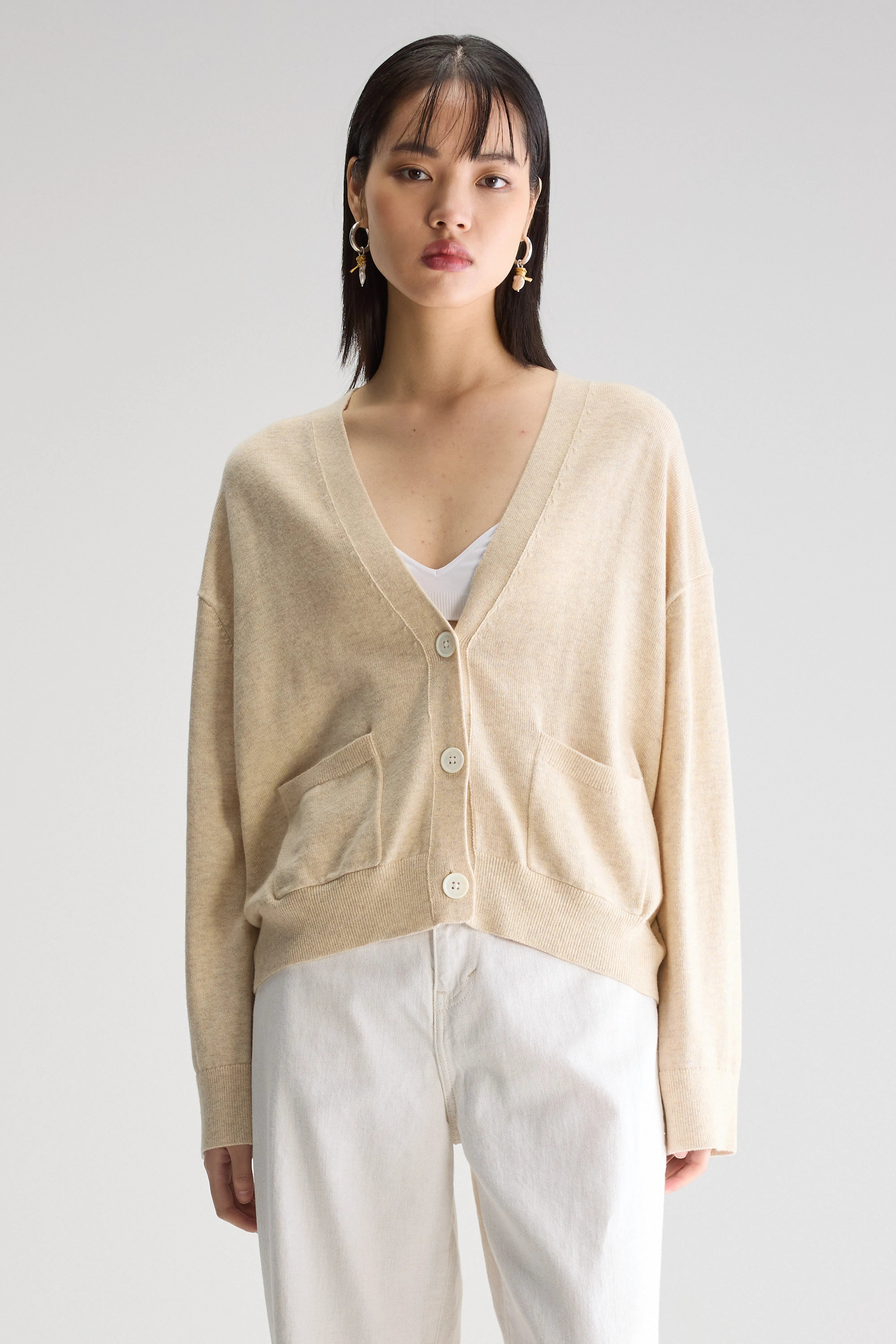 Gakkin v-neck cardigan (251 / W / OATMEAL)