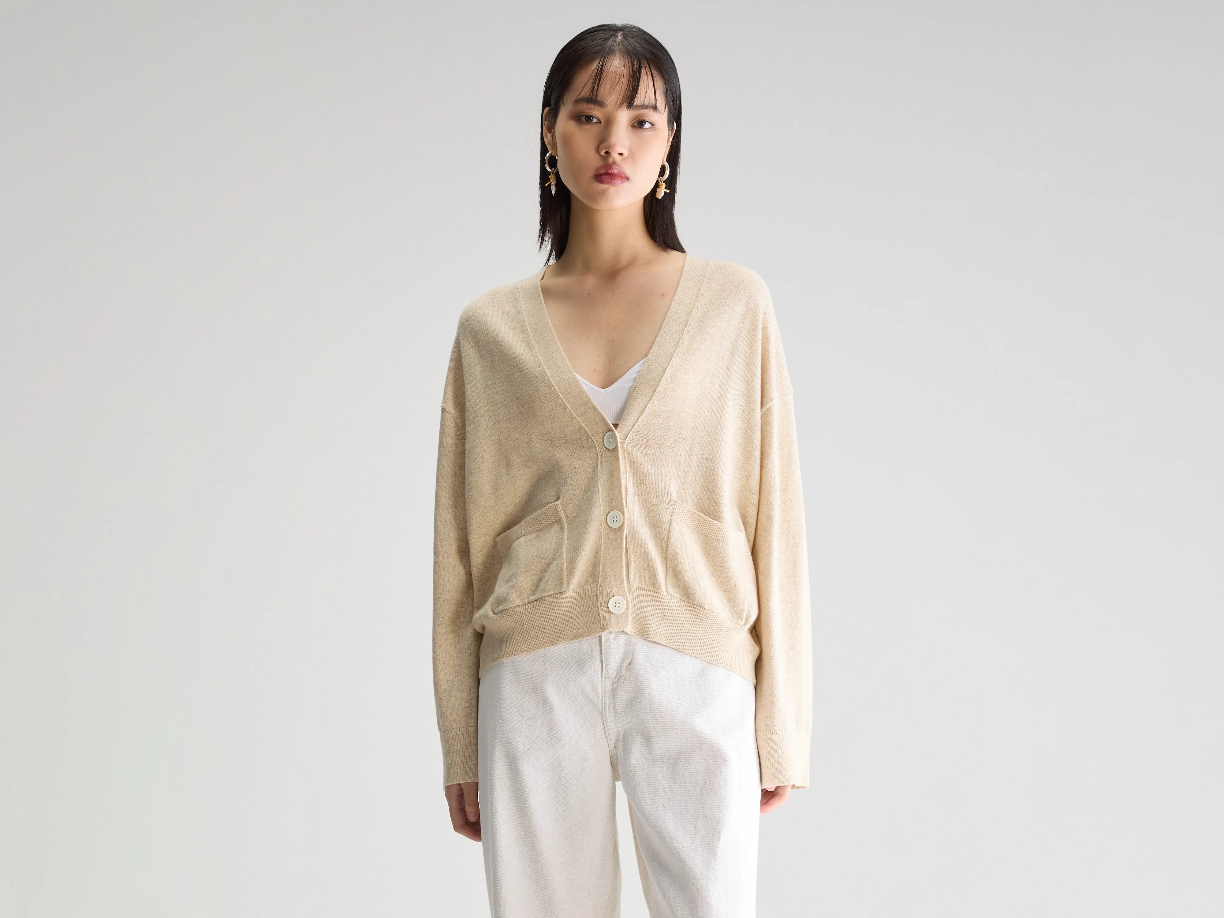 Gakkin v-neck cardigan (251 / W / OATMEAL)