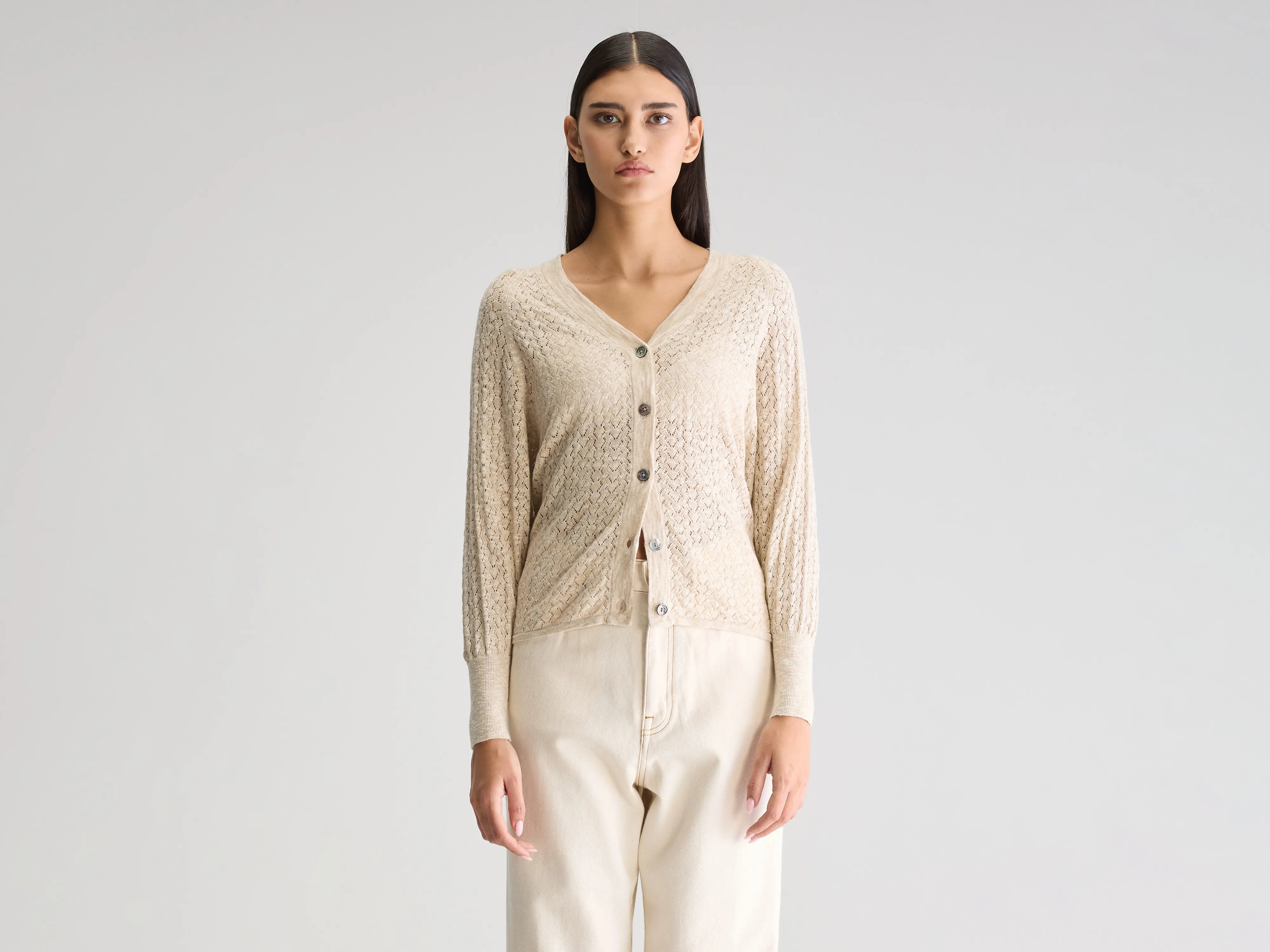 Attin v-neck cardigan (251 / W / BEIGE MELANGE)