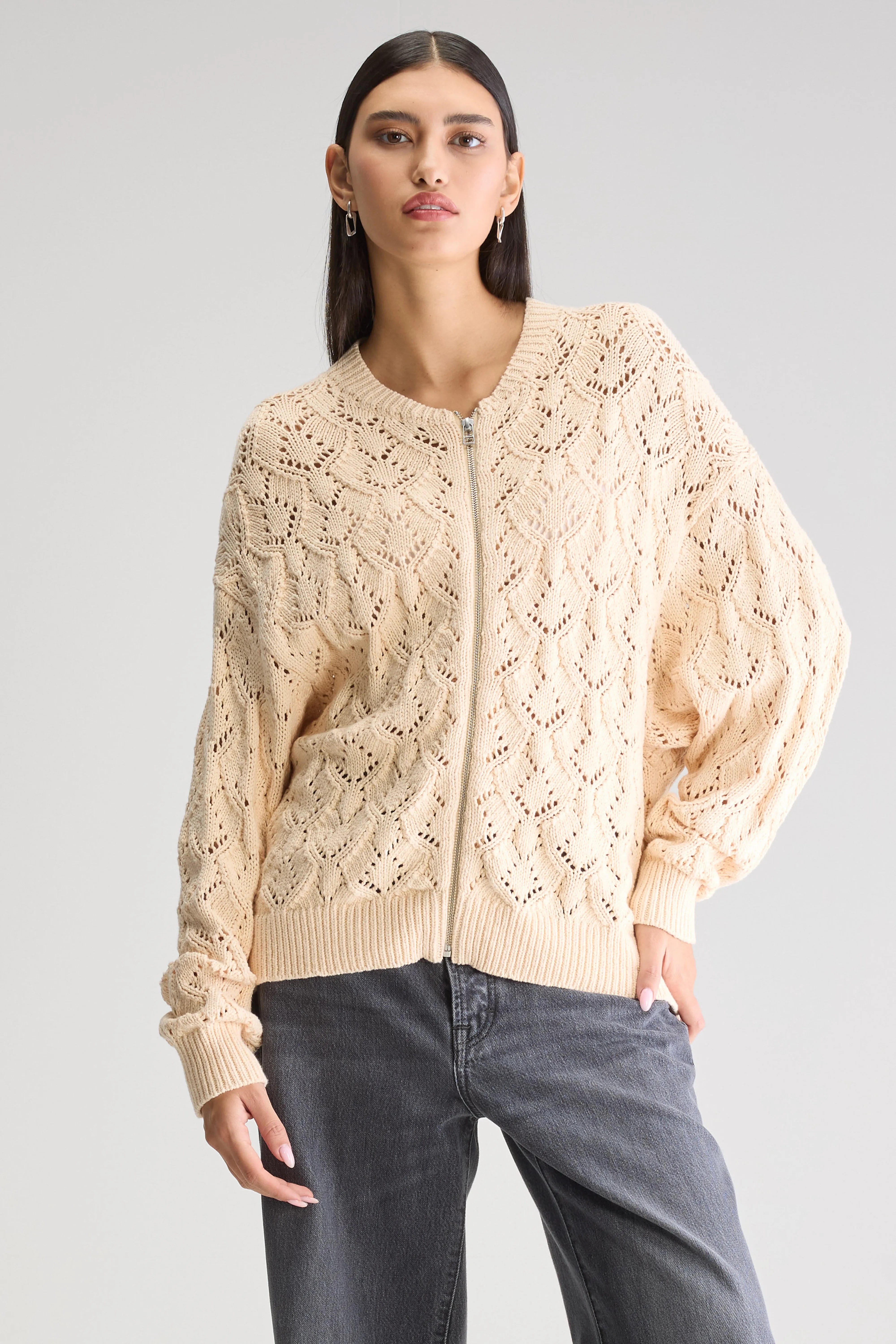 Cardigan zippé Allady (251 / W / IVORY)